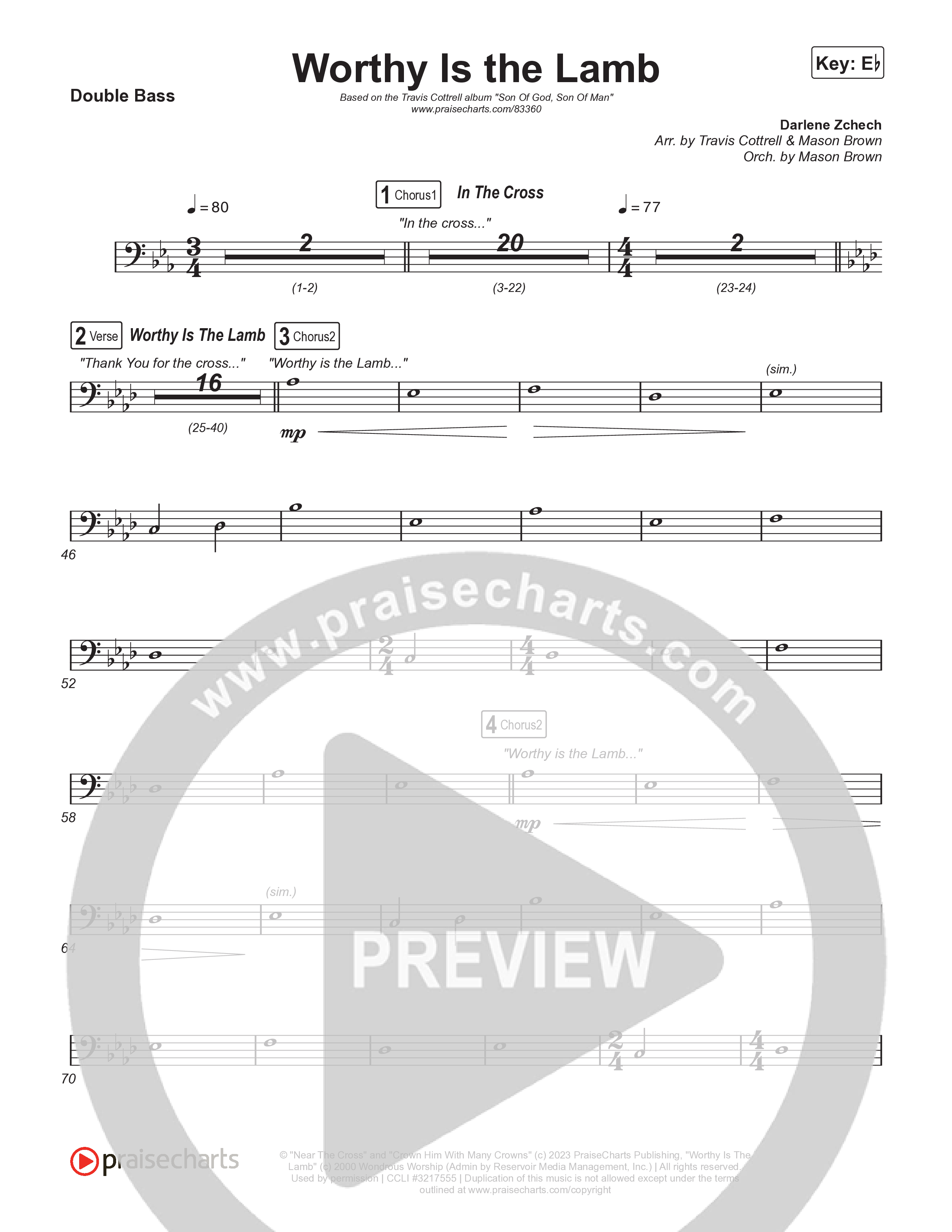 Worthy Is The Lamb (Part 1) (Choral/SATB) String Bass (Travis Cottrell / Brooke Voland / Arr. Mason Brown)
