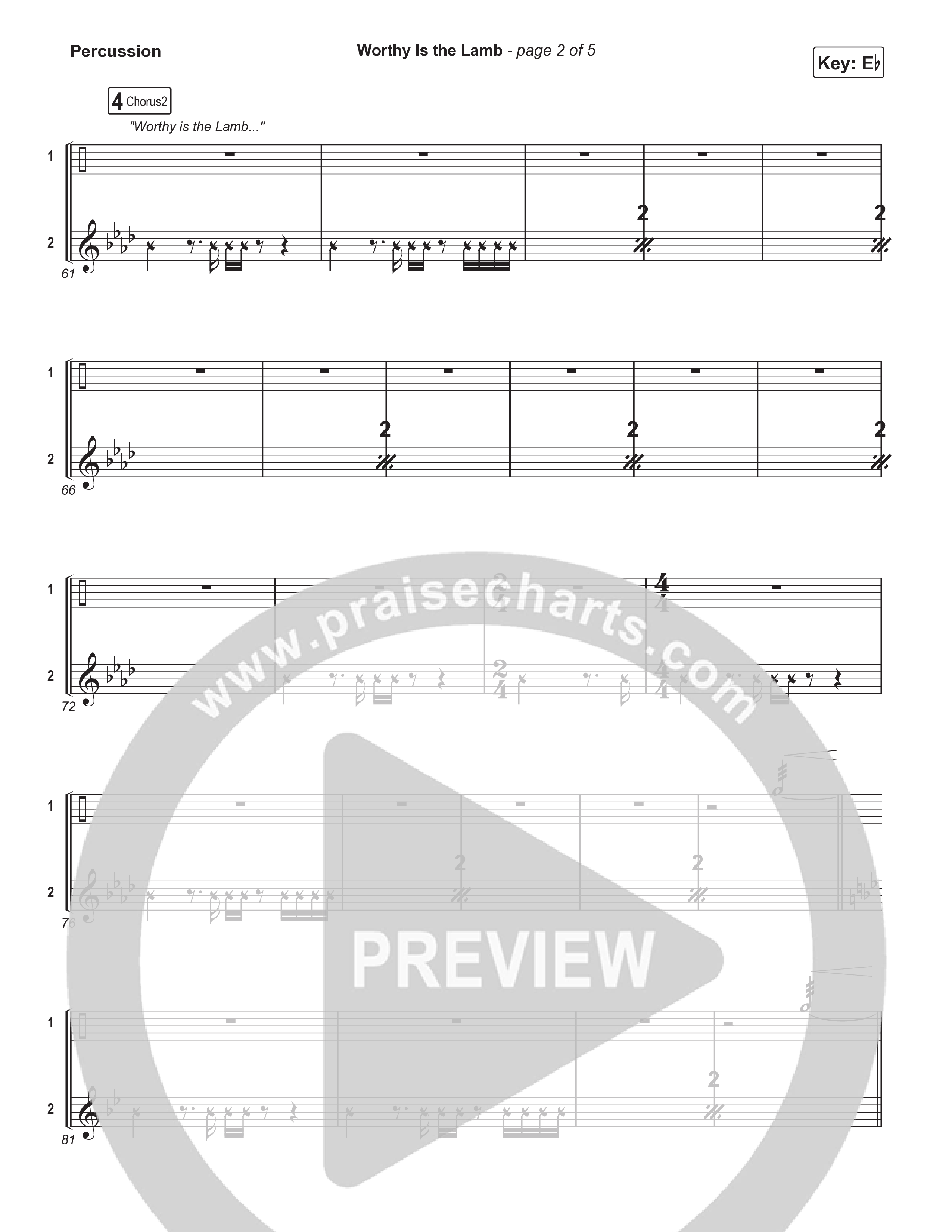 Worthy Is The Lamb (Part 1) (Choral/SATB) Percussion (Travis Cottrell / Brooke Voland / Arr. Mason Brown)