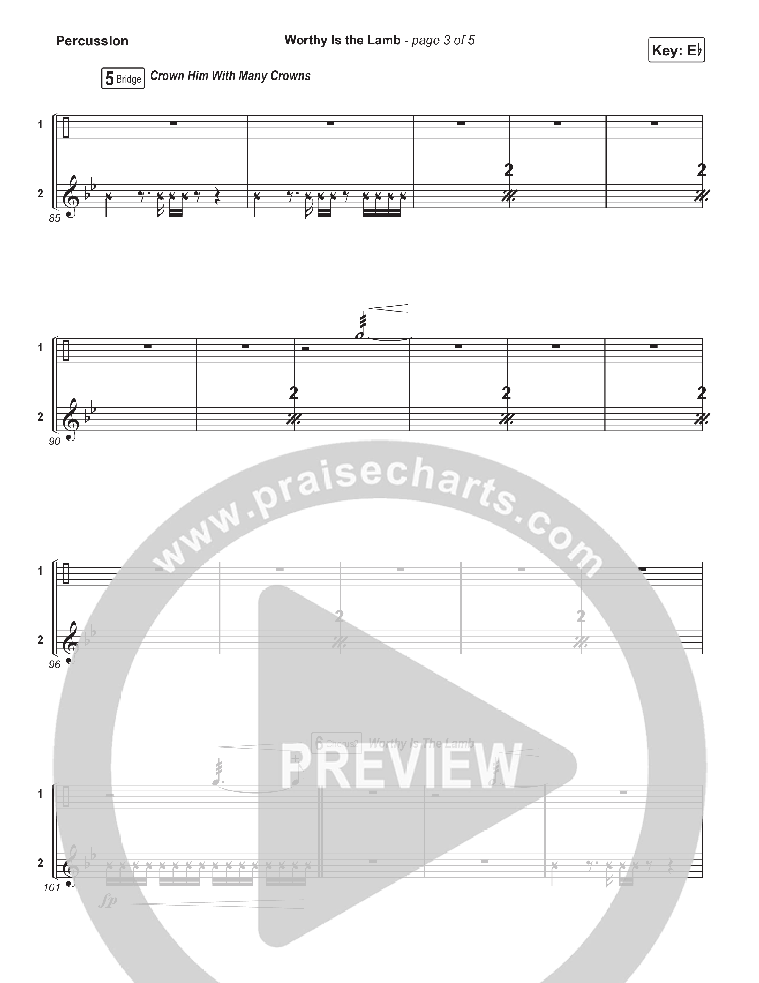 Worthy Is The Lamb (Part 1) (Choral/SATB) Percussion (Travis Cottrell / Brooke Voland / Arr. Mason Brown)