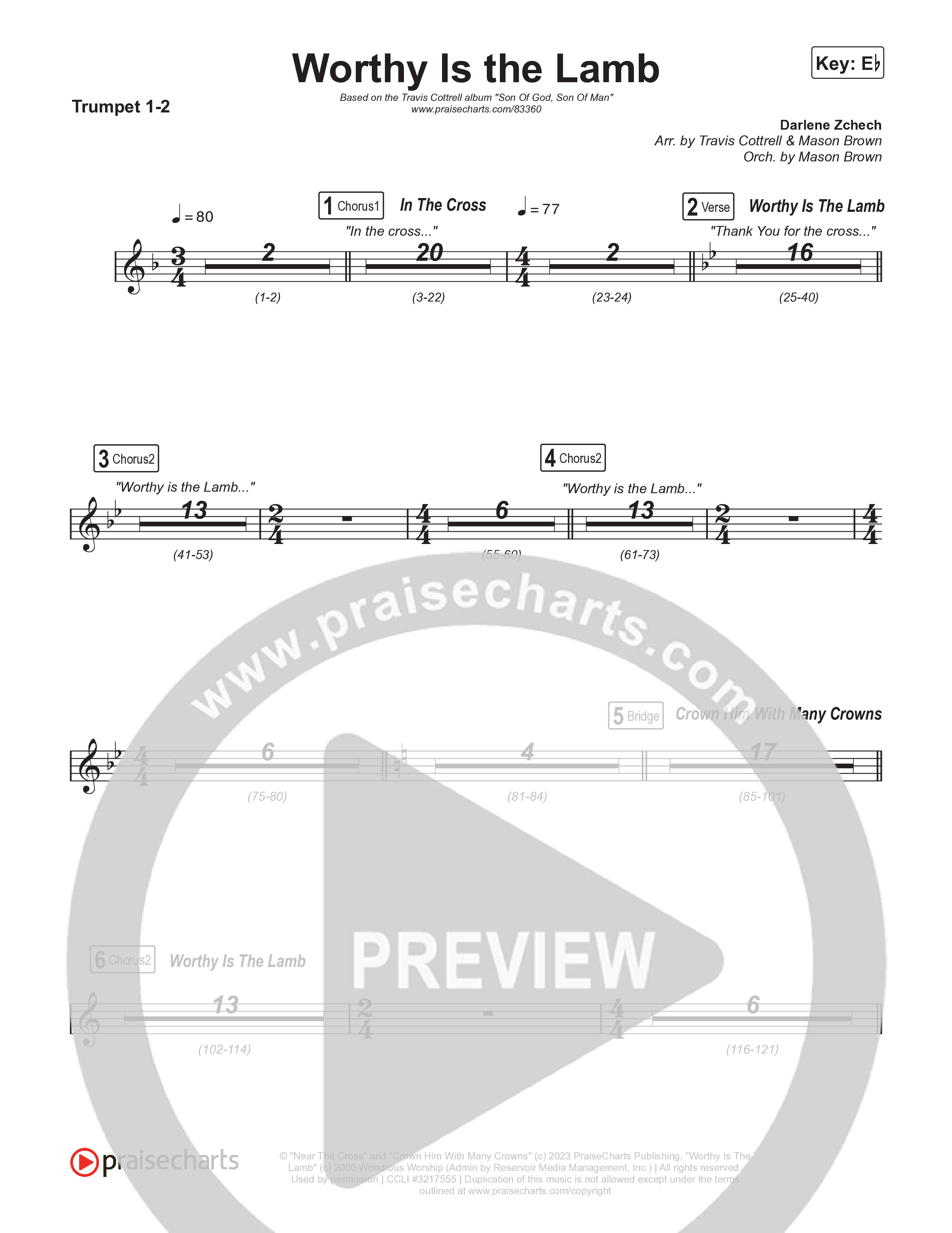 Worthy Is The Lamb (Part 1) (Choral/SATB) Brass Pack (Travis Cottrell / Brooke Voland / Arr. Mason Brown)