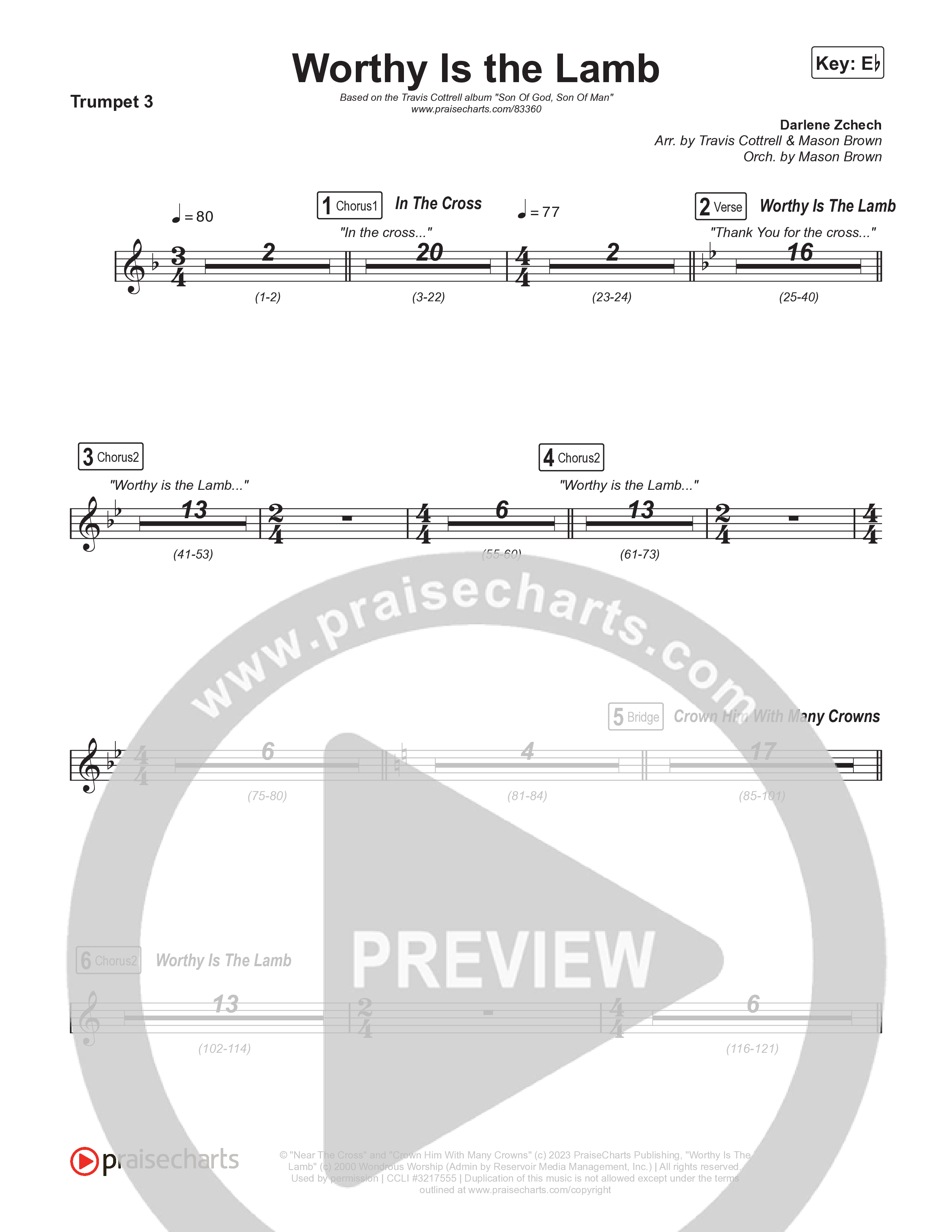 Worthy Is The Lamb (Part 1) (Choral/SATB) Brass Pack (Travis Cottrell / Brooke Voland / Arr. Mason Brown)