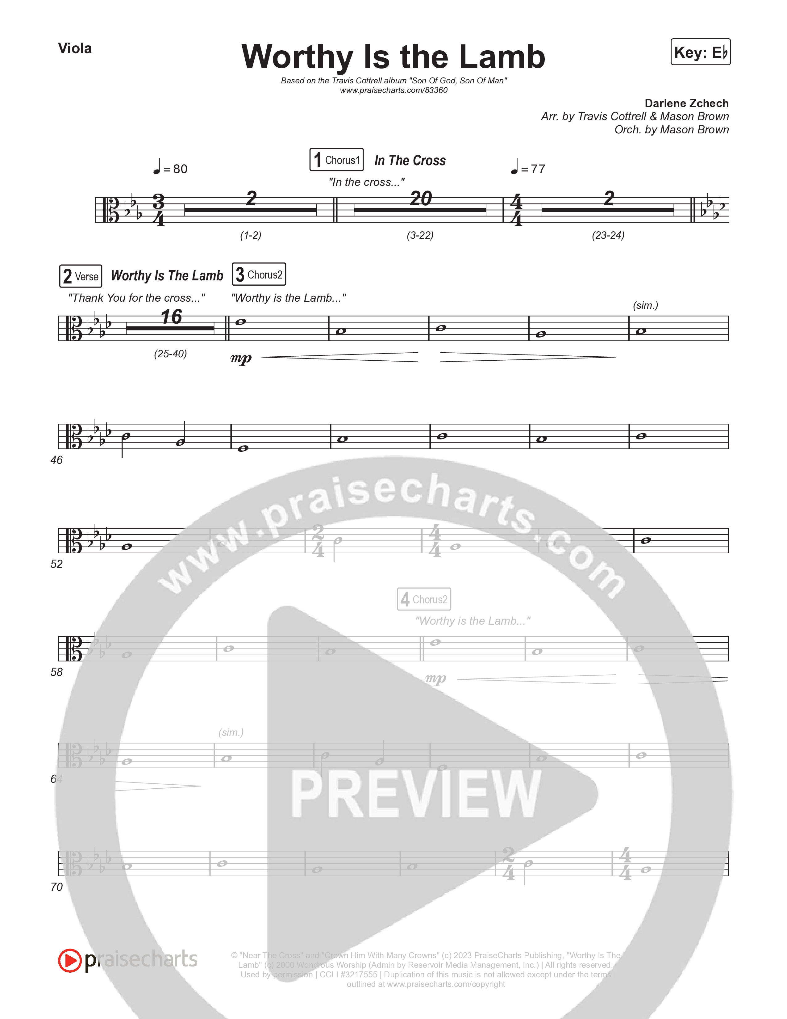 Worthy Is The Lamb (Part 1) (Choral/SATB) Viola (Travis Cottrell / Brooke Voland / Arr. Mason Brown)