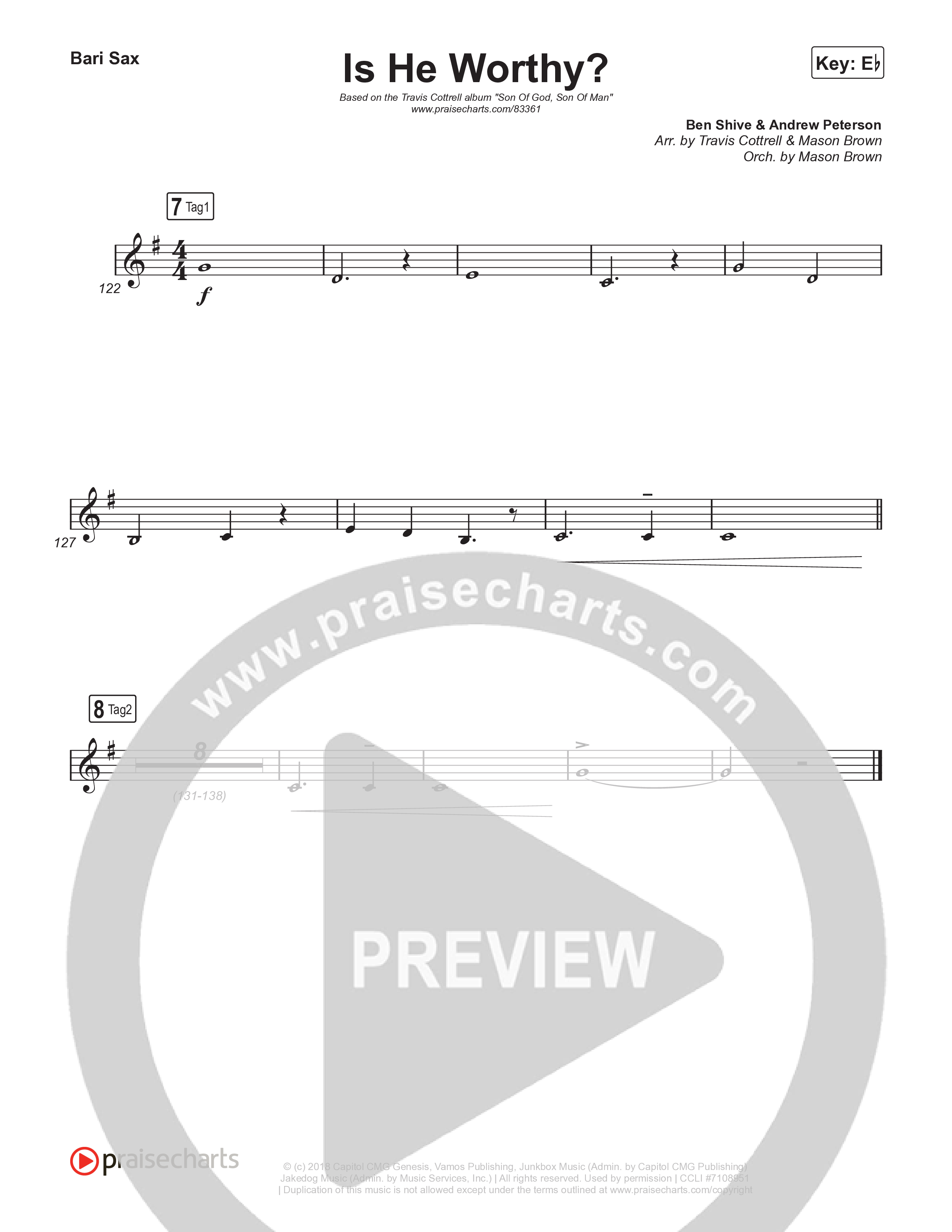 Is He Worthy (Part 2) (Choral/SATB) Bari Sax (Travis Cottrell / Brooke Voland / Arr. Mason Brown)