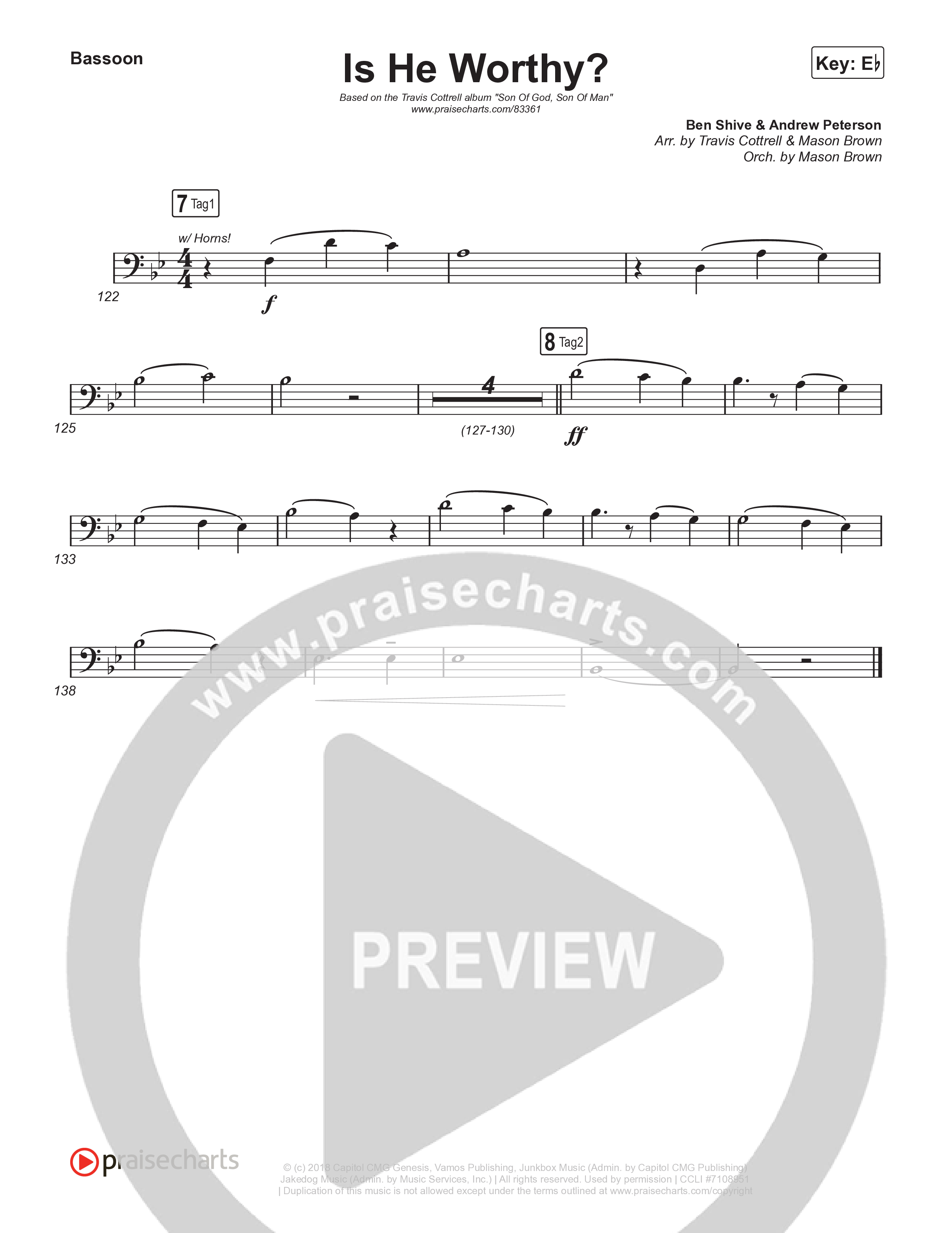 Is He Worthy (Part 2) (Choral/SATB) Bassoon (Travis Cottrell / Brooke Voland / Arr. Mason Brown)