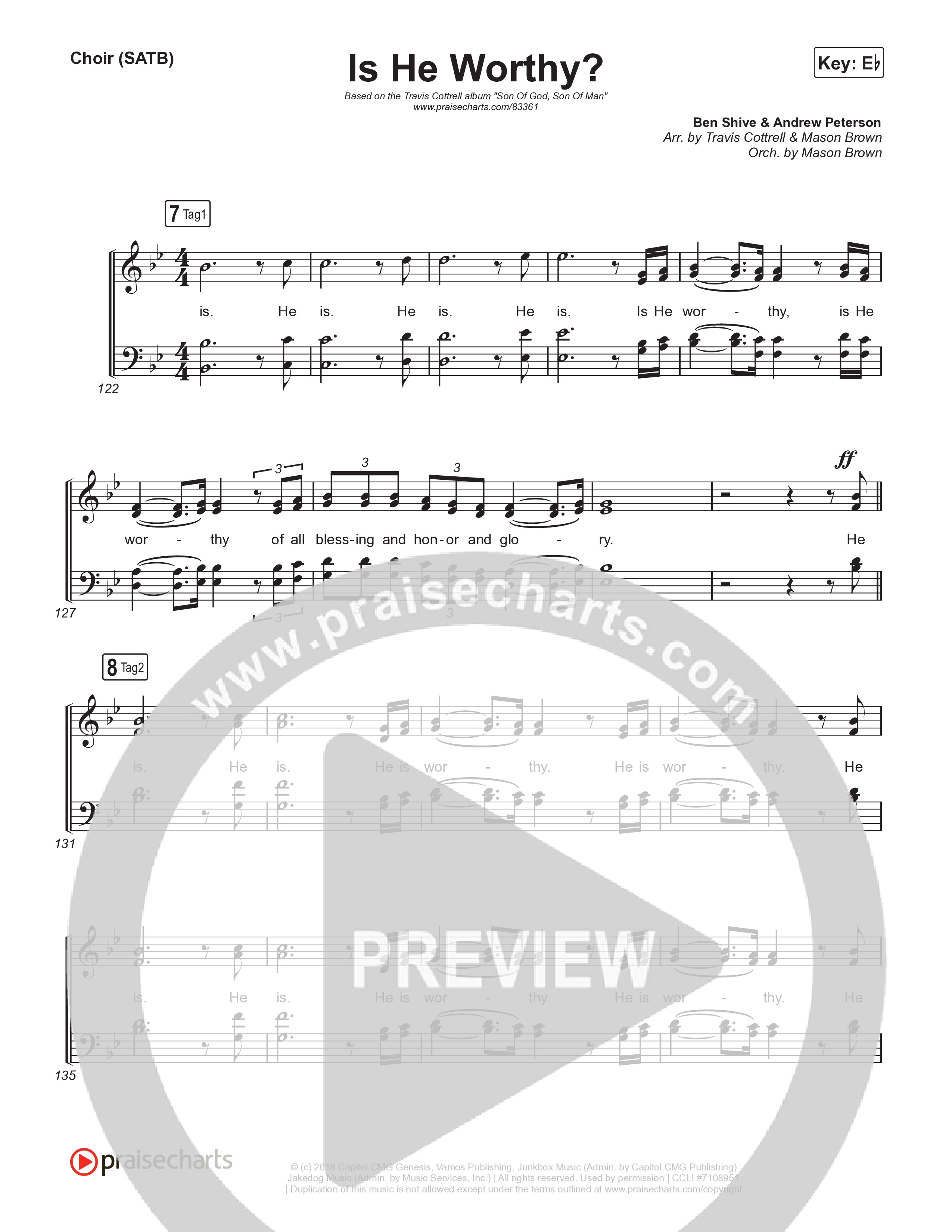 Is He Worthy (Part 2) Choir Sheet (SATB) (Travis Cottrell / Brooke Voland / Arr. Mason Brown)