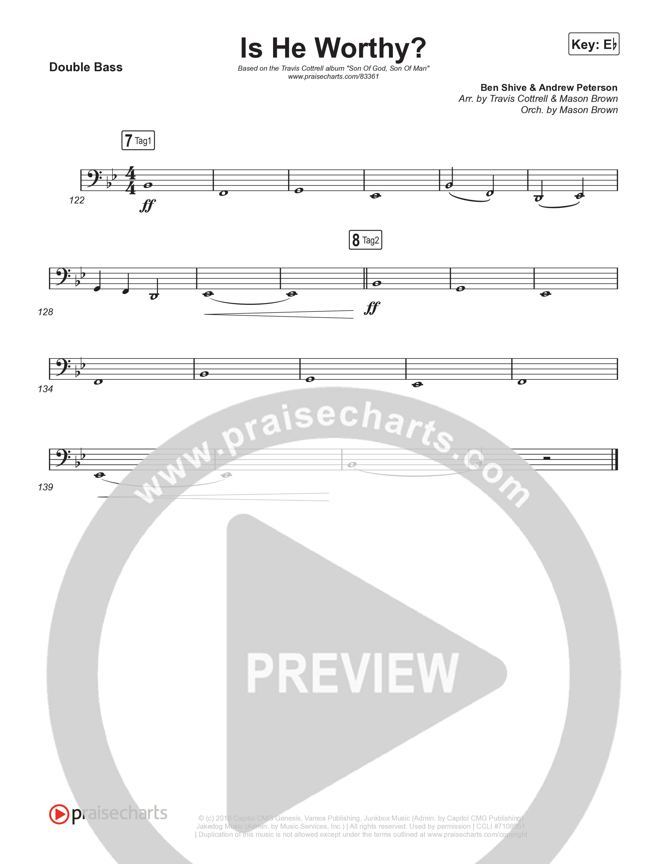 Is He Worthy (Part 2) (Choral/SATB) String Bass (Travis Cottrell / Brooke Voland / Arr. Mason Brown)