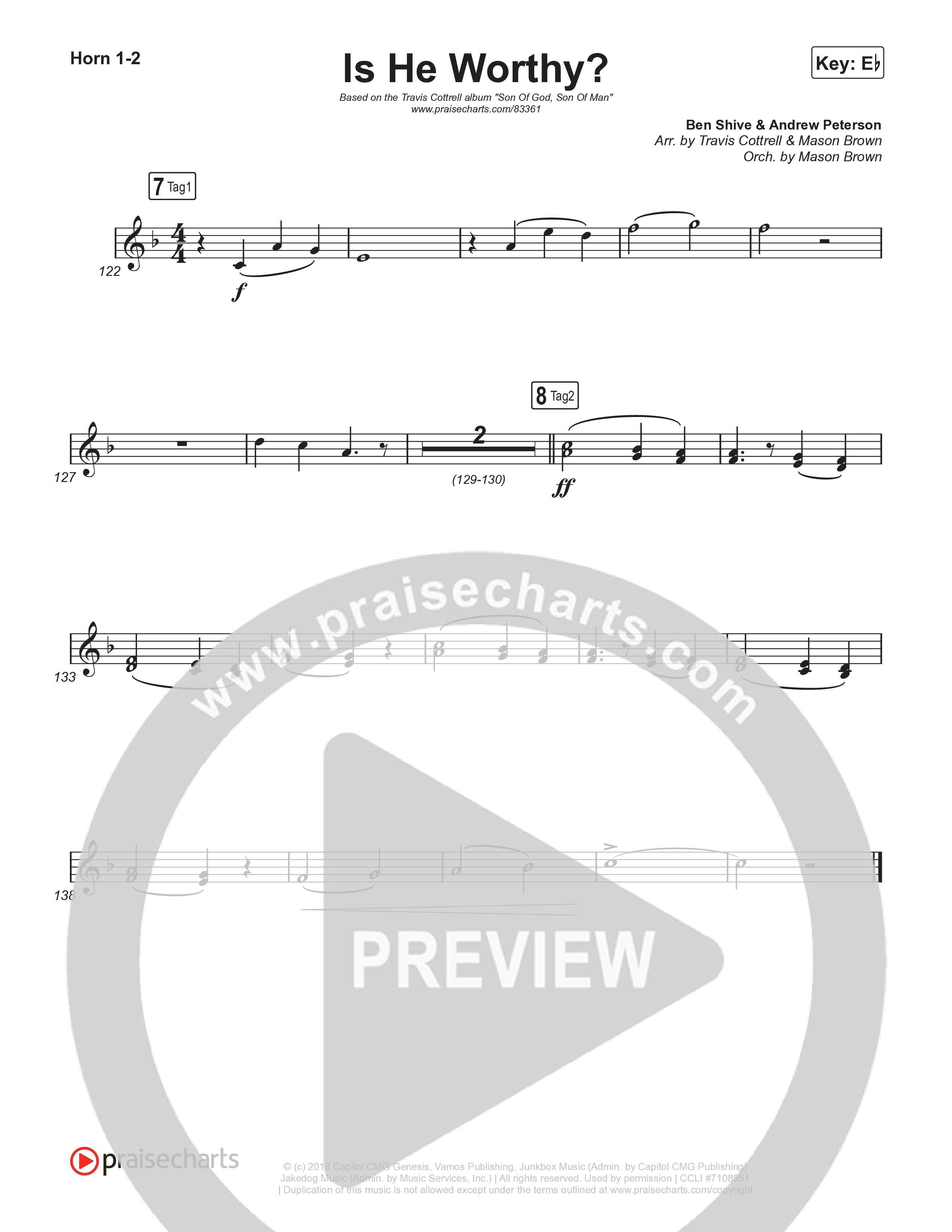 Is He Worthy (Part 2) French Horn 1,2 (Travis Cottrell / Brooke Voland / Arr. Mason Brown)