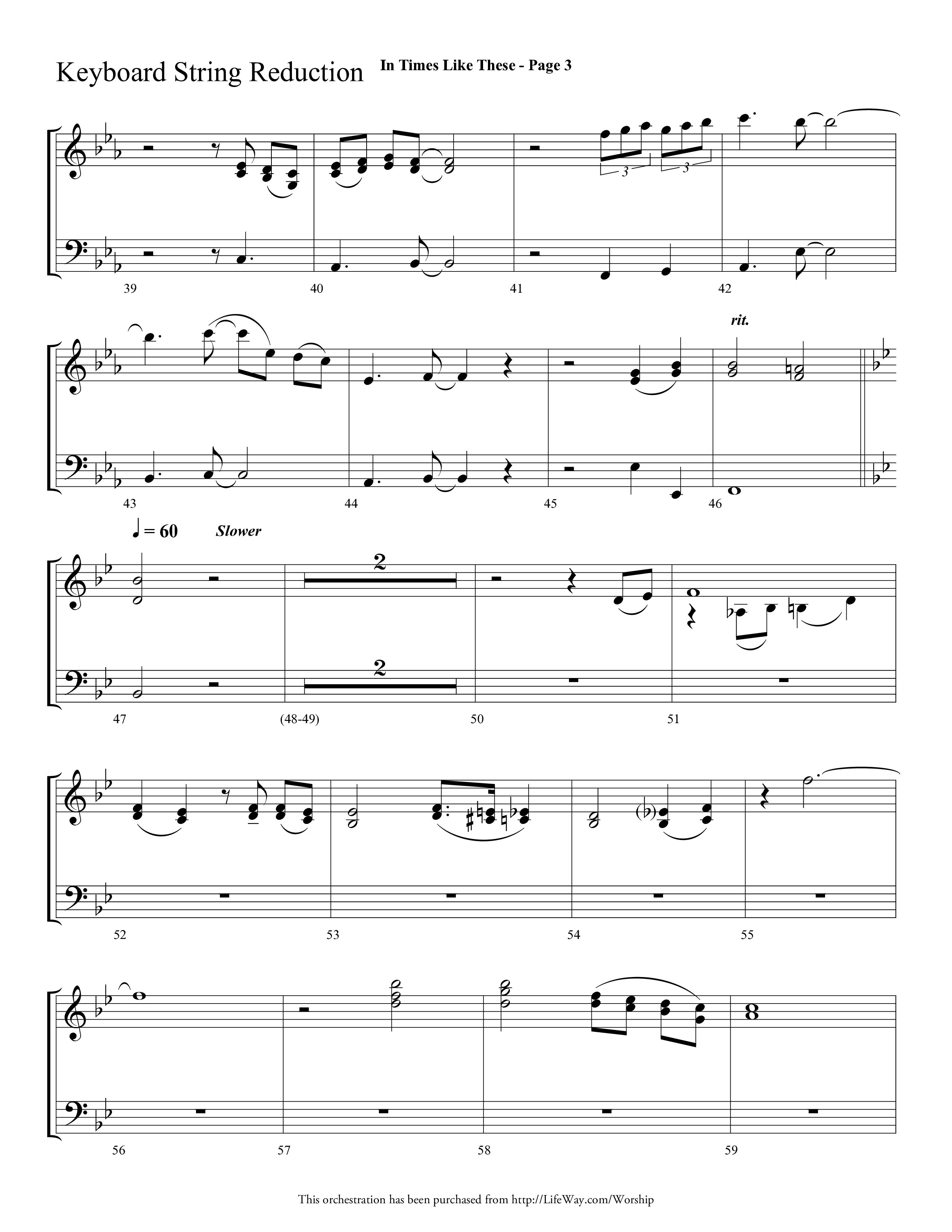 In Times Like These (with He Know My Name, His Eye Is On The Sparrow) (Choral Anthem SATB) String Reduction (Lifeway Choral / Arr. Dave Williamson)