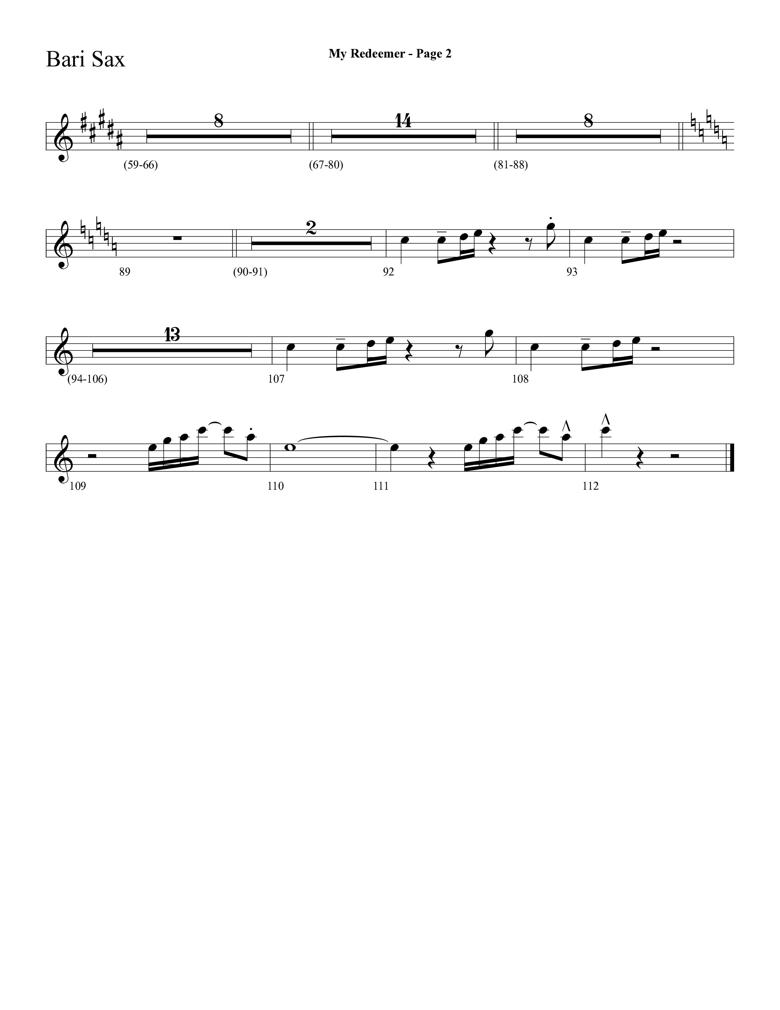 My Redeemer (with Praise Him Praise Him, My Redeemer, Redeemed How I Love To Proclaim It) (Choral Anthem SATB) Bari Sax (Lifeway Choral / Arr. Dave Williamson)