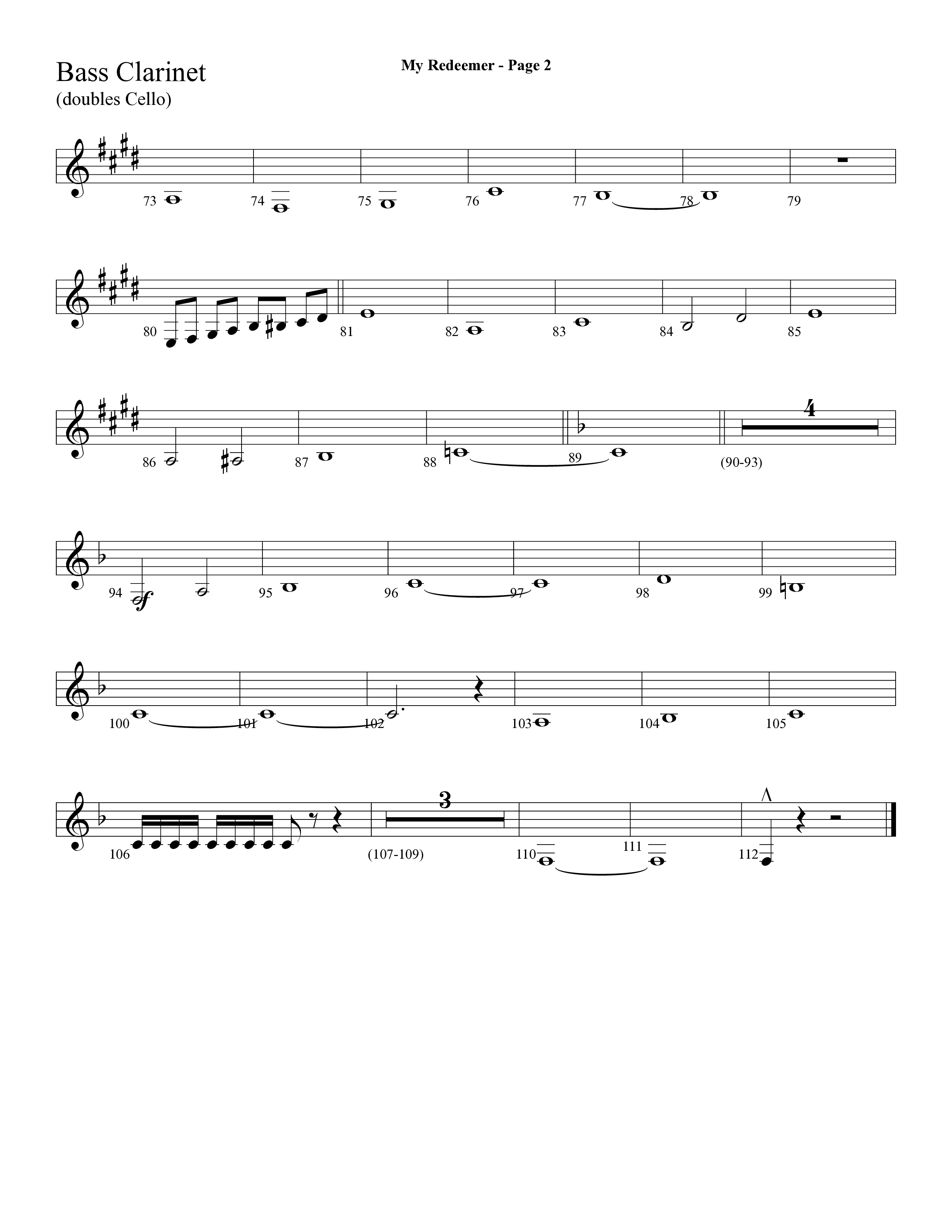 My Redeemer (with Praise Him Praise Him, My Redeemer, Redeemed How I Love To Proclaim It) (Choral Anthem SATB) Bass Clarinet (Lifeway Choral / Arr. Dave Williamson)