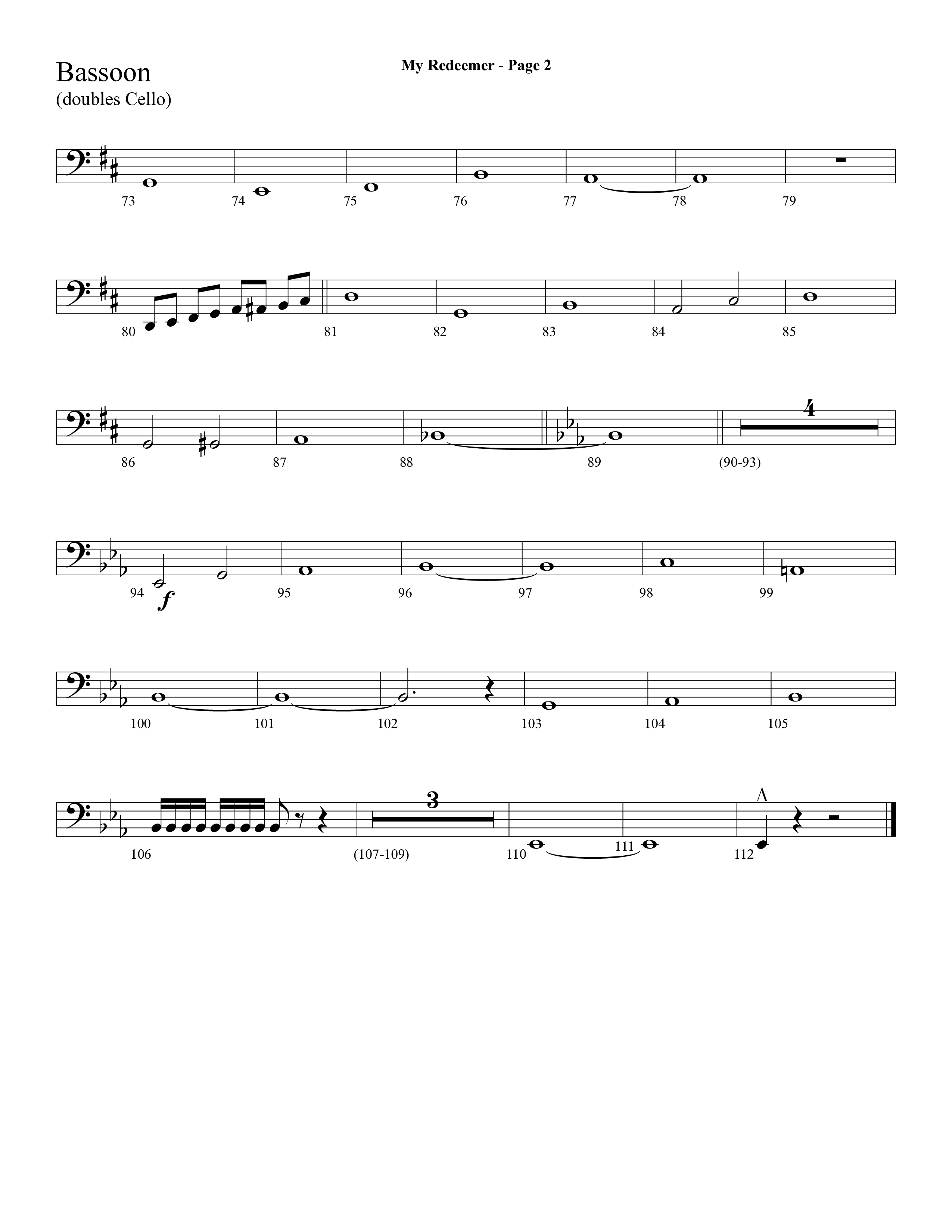 My Redeemer (with Praise Him Praise Him, My Redeemer, Redeemed How I Love To Proclaim It) (Choral Anthem SATB) Bassoon (Lifeway Choral / Arr. Dave Williamson)