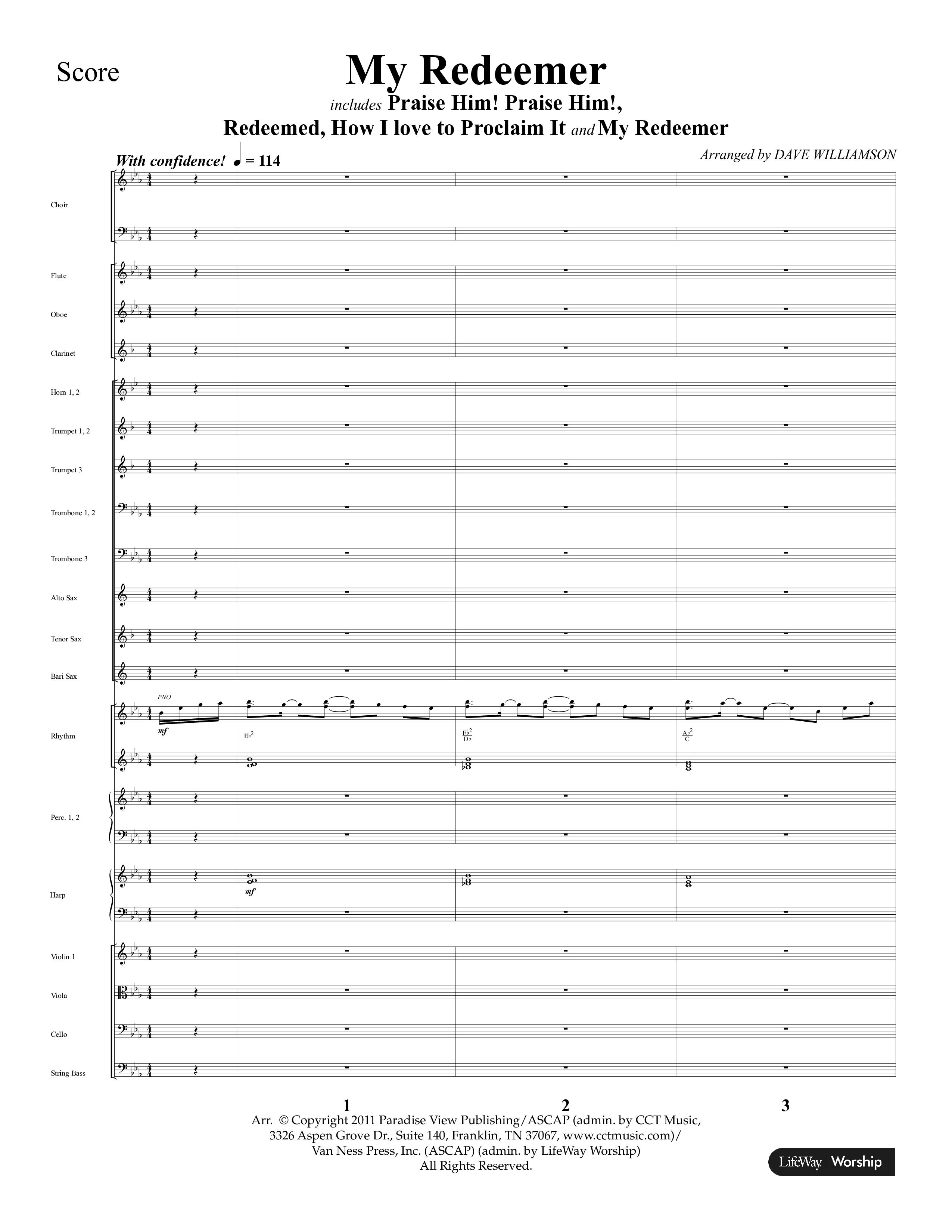 My Redeemer (with Praise Him Praise Him, My Redeemer, Redeemed How I Love To Proclaim It) (Choral Anthem SATB) Orchestration (Lifeway Choral / Arr. Dave Williamson)