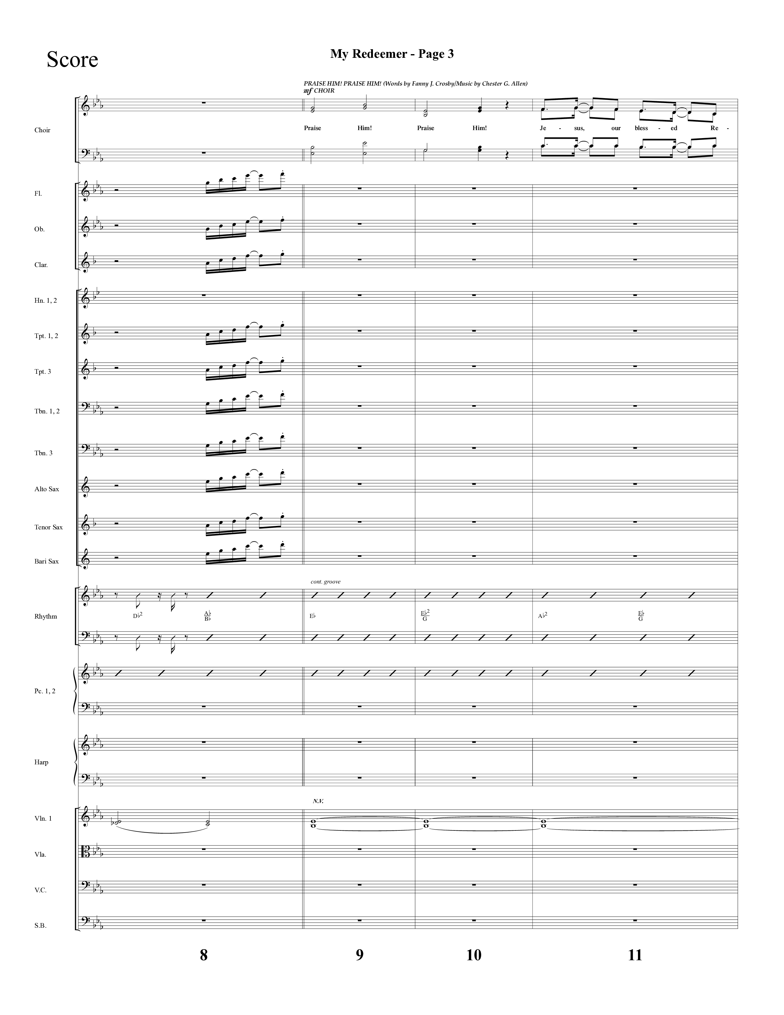 My Redeemer (with Praise Him Praise Him, My Redeemer, Redeemed How I Love To Proclaim It) (Choral Anthem SATB) Orchestration (Lifeway Choral / Arr. Dave Williamson)