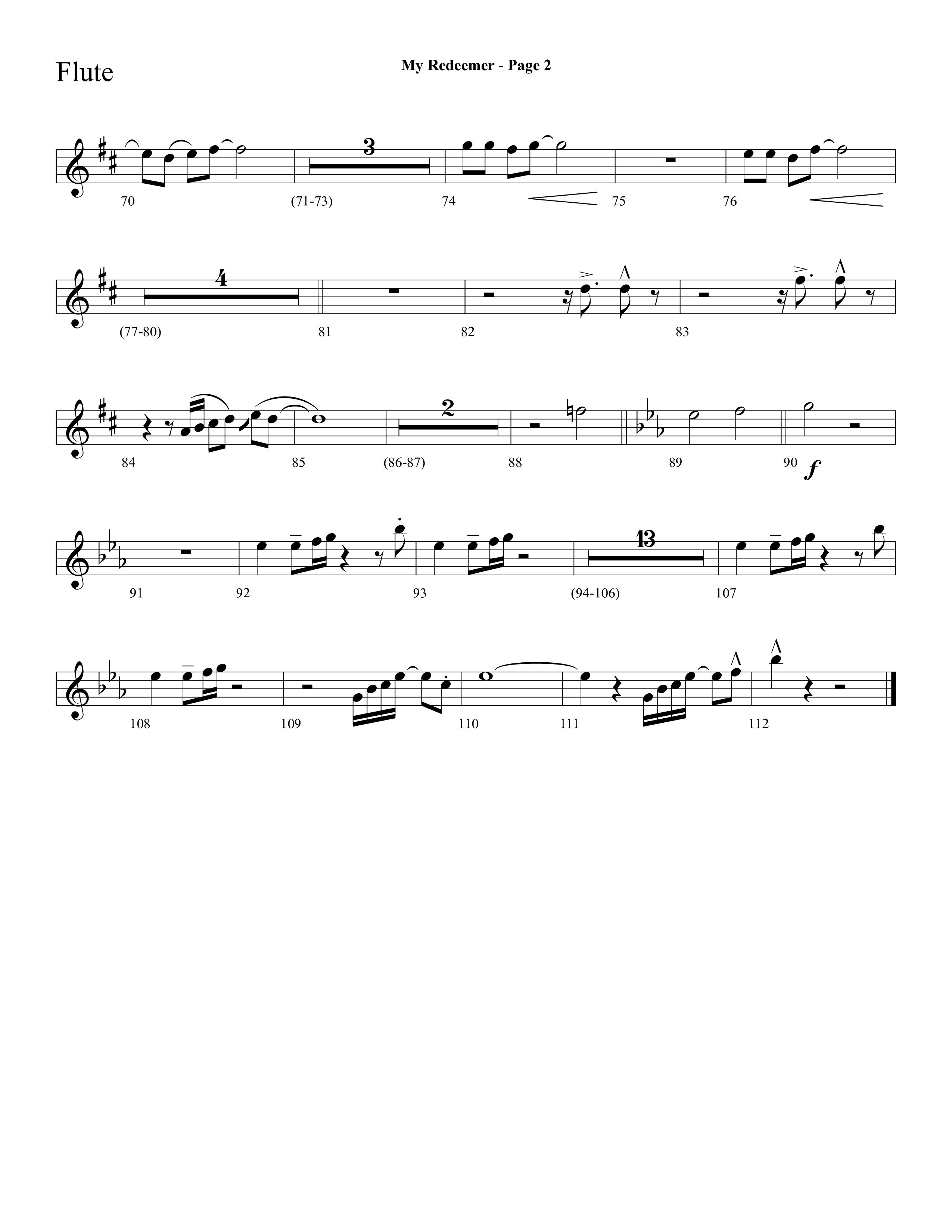 My Redeemer (with Praise Him Praise Him, My Redeemer, Redeemed How I Love To Proclaim It) (Choral Anthem SATB) Flute (Lifeway Choral / Arr. Dave Williamson)