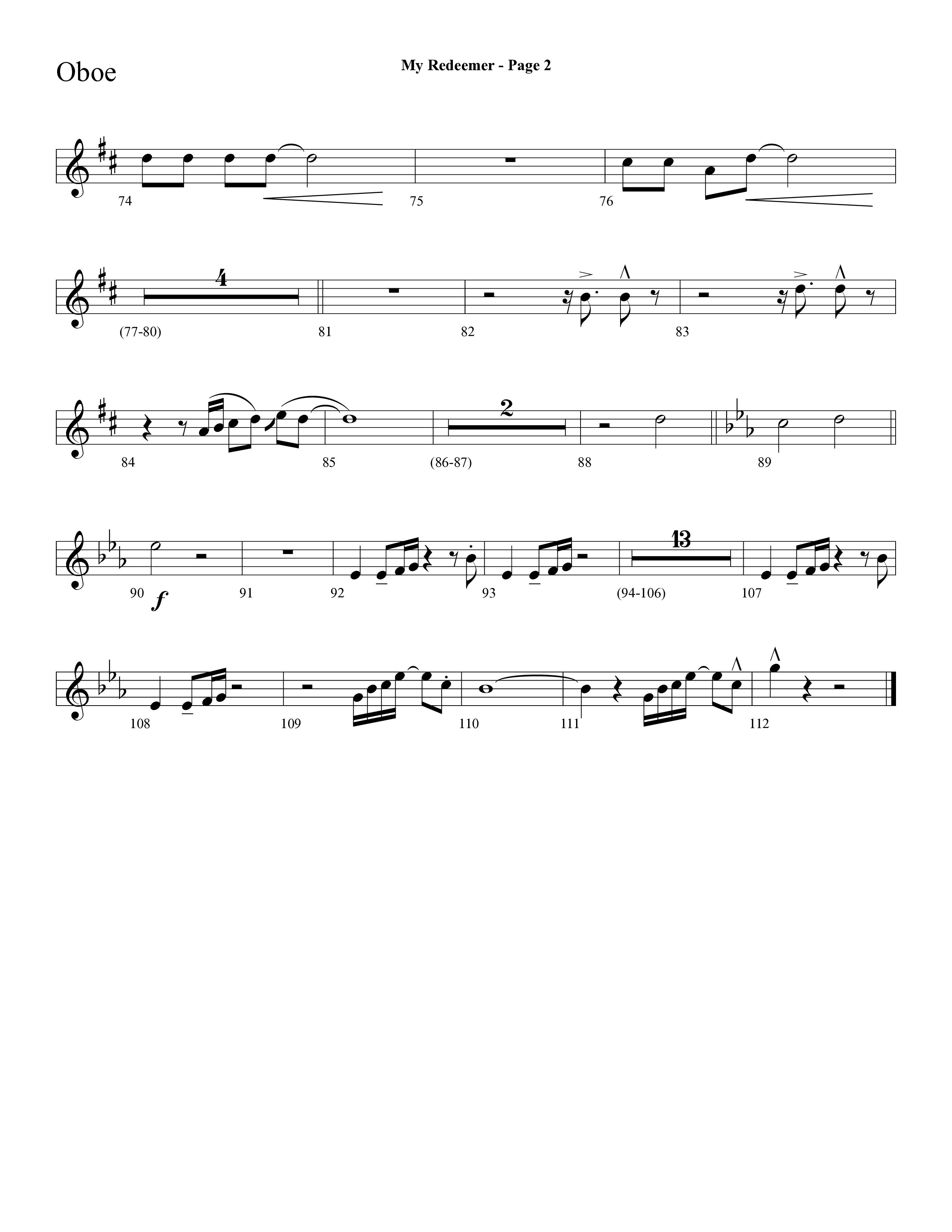 My Redeemer (with Praise Him Praise Him, My Redeemer, Redeemed How I Love To Proclaim It) (Choral Anthem SATB) Oboe (Lifeway Choral / Arr. Dave Williamson)