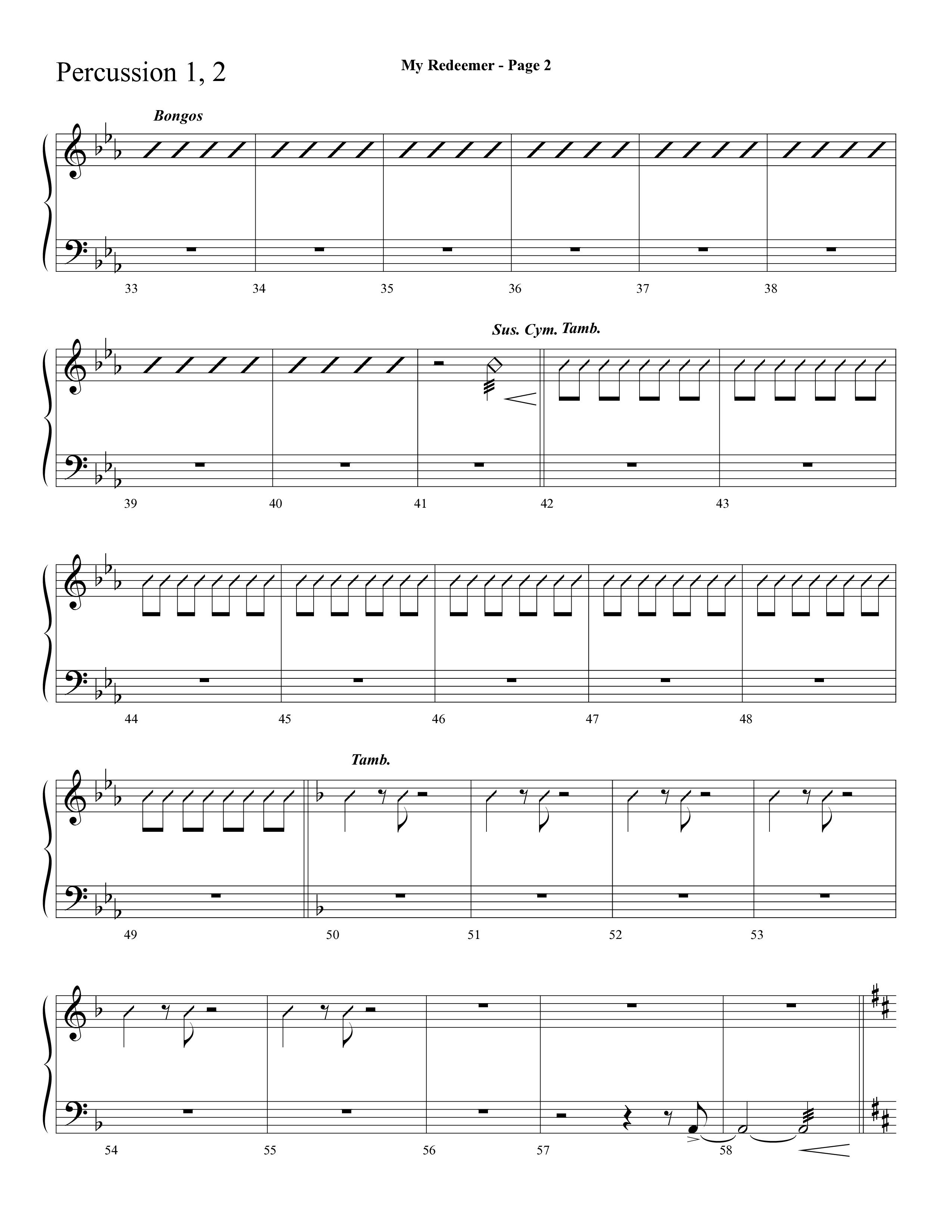 My Redeemer (with Praise Him Praise Him, My Redeemer, Redeemed How I Love To Proclaim It) (Choral Anthem SATB) Percussion 1/2 (Lifeway Choral / Arr. Dave Williamson)