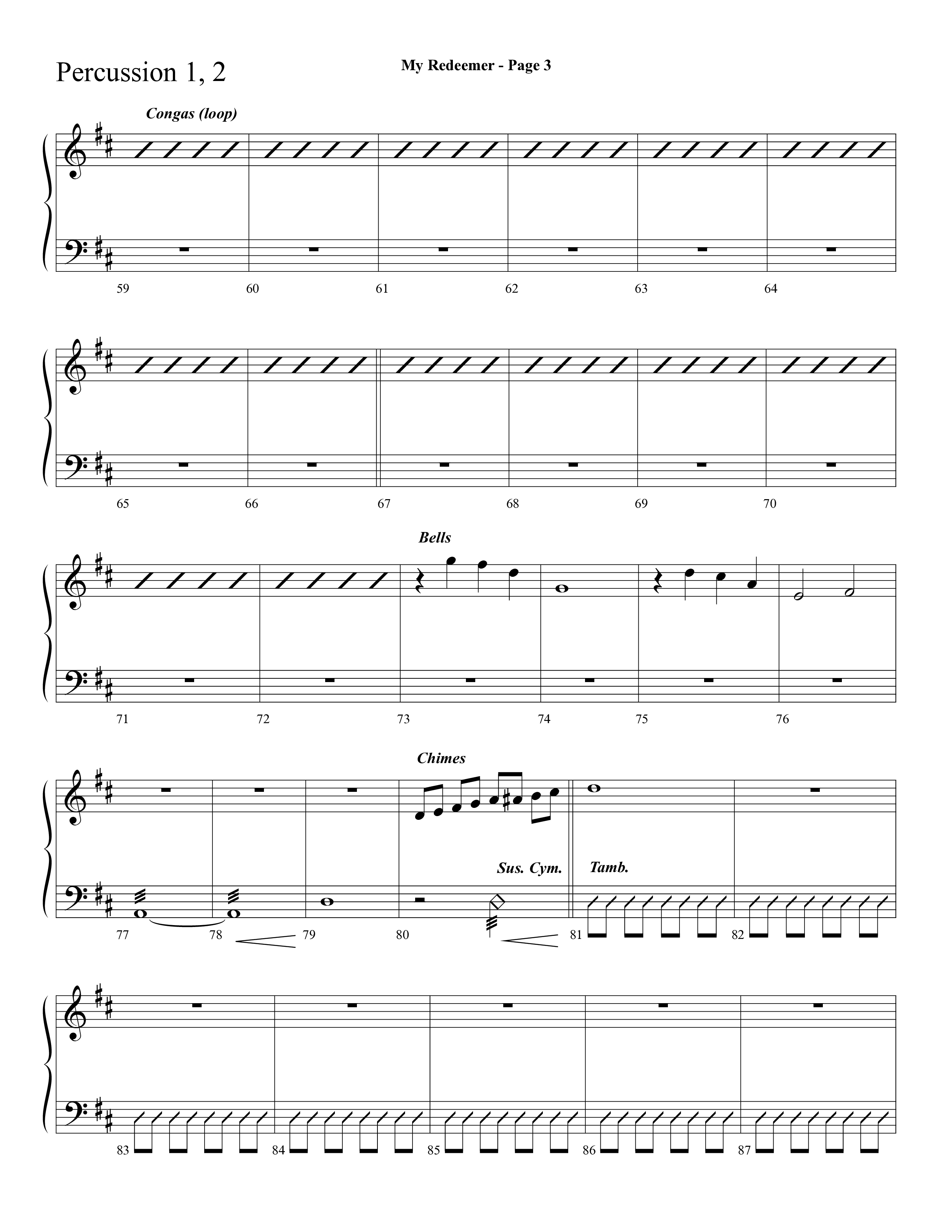 My Redeemer (with Praise Him Praise Him, My Redeemer, Redeemed How I Love To Proclaim It) (Choral Anthem SATB) Percussion 1/2 (Lifeway Choral / Arr. Dave Williamson)