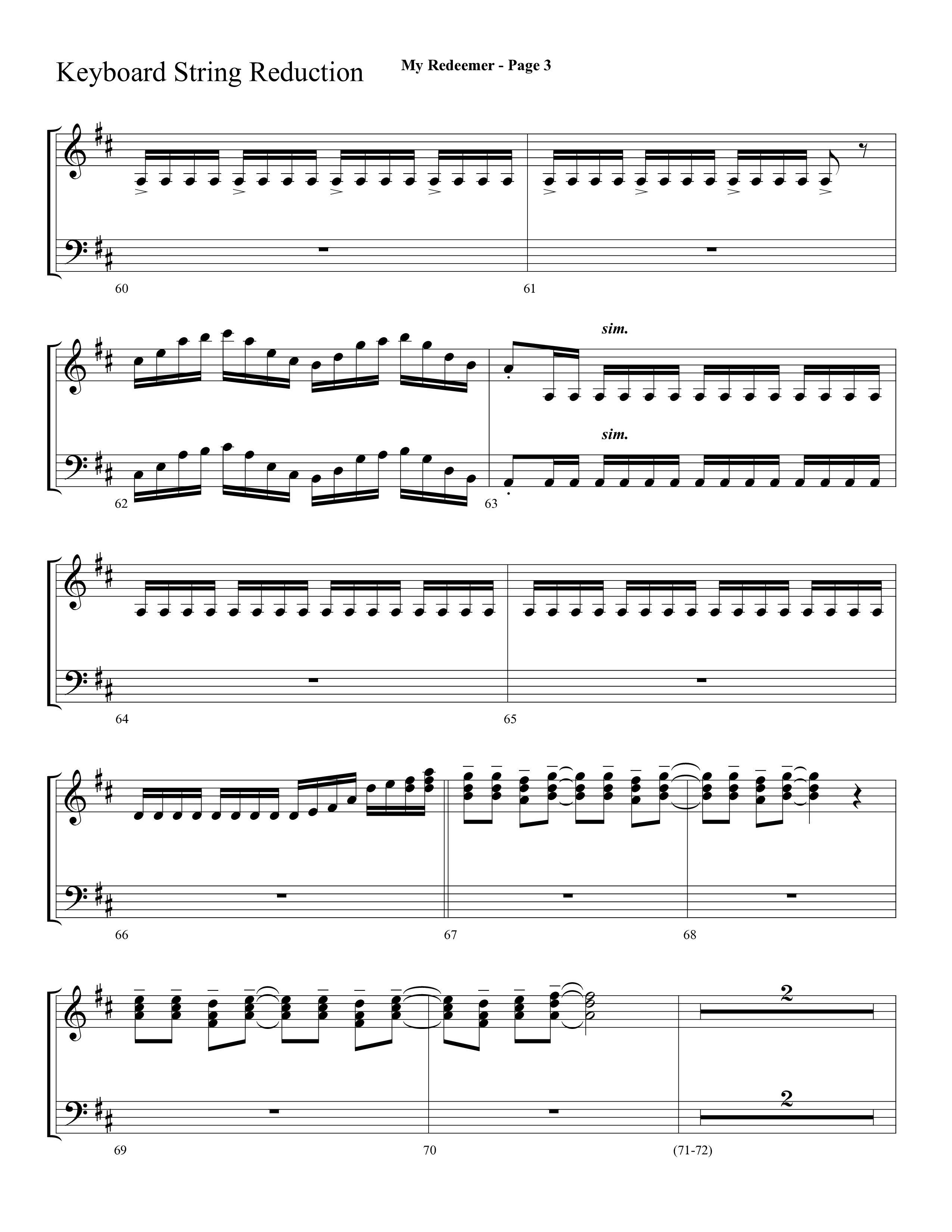 My Redeemer (with Praise Him Praise Him, My Redeemer, Redeemed How I Love To Proclaim It) (Choral Anthem SATB) String Reduction (Lifeway Choral / Arr. Dave Williamson)
