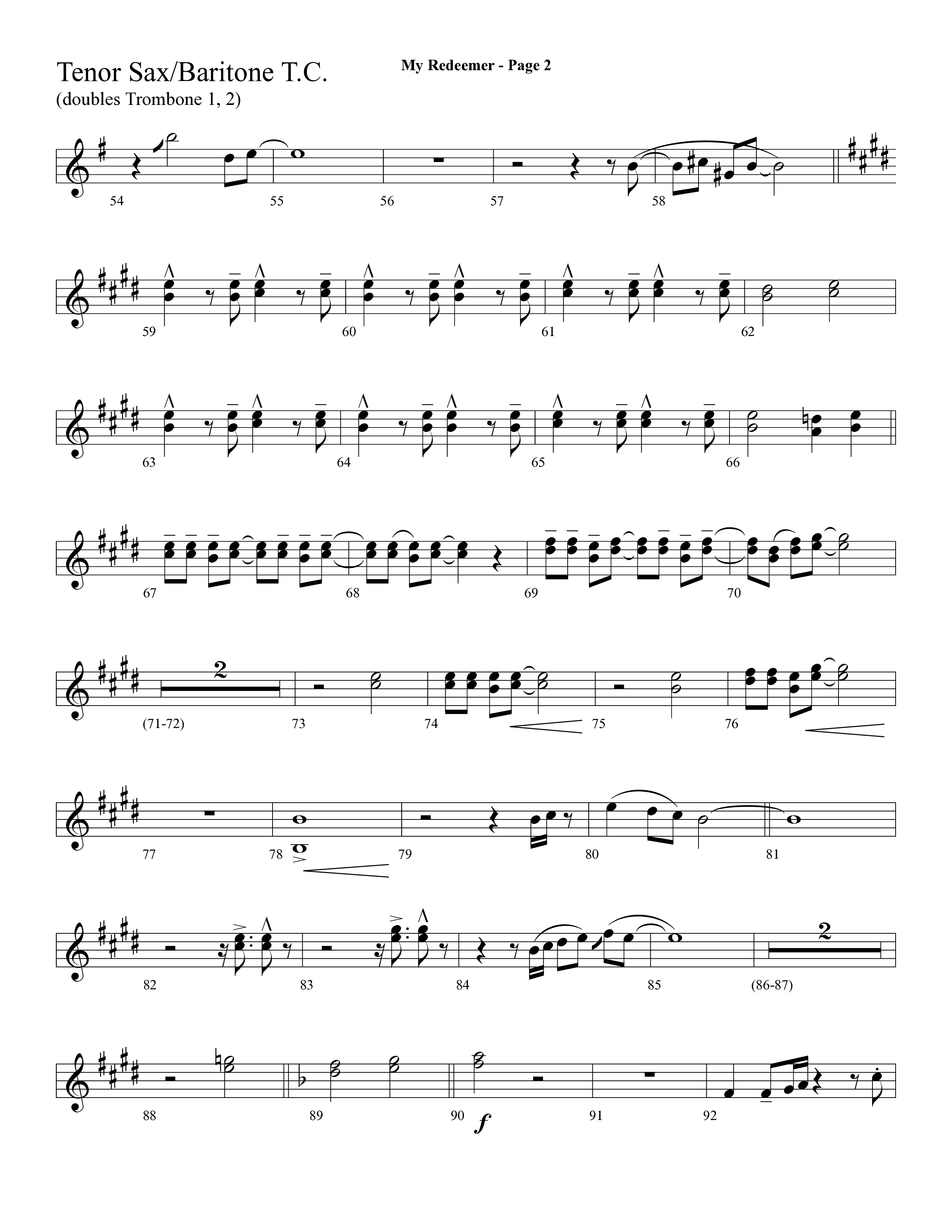 My Redeemer (with Praise Him Praise Him, My Redeemer, Redeemed How I Love To Proclaim It) (Choral Anthem SATB) Tenor Sax/Baritone T.C. (Lifeway Choral / Arr. Dave Williamson)