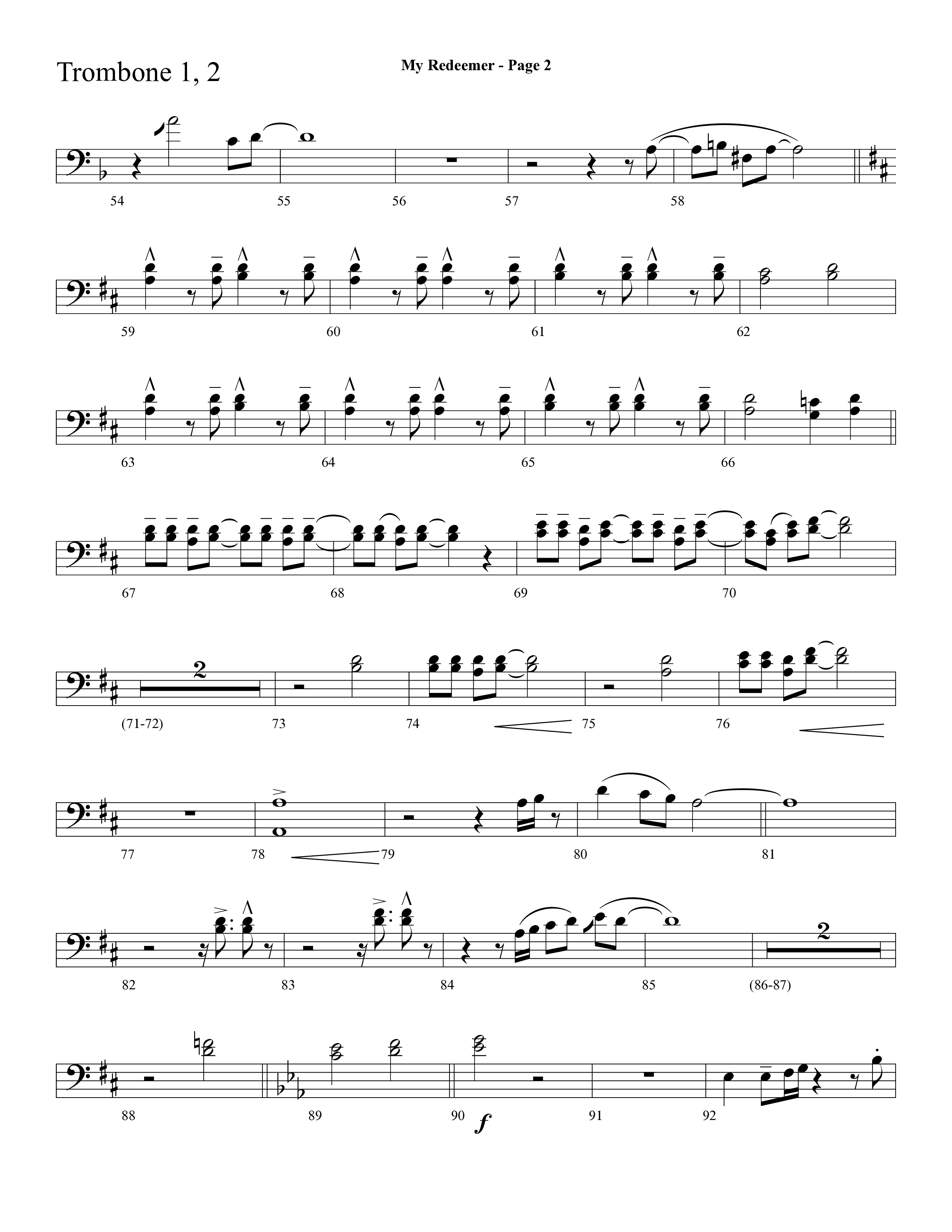 My Redeemer (with Praise Him Praise Him, My Redeemer, Redeemed How I Love To Proclaim It) (Choral Anthem SATB) Trombone 1/2 (Lifeway Choral / Arr. Dave Williamson)