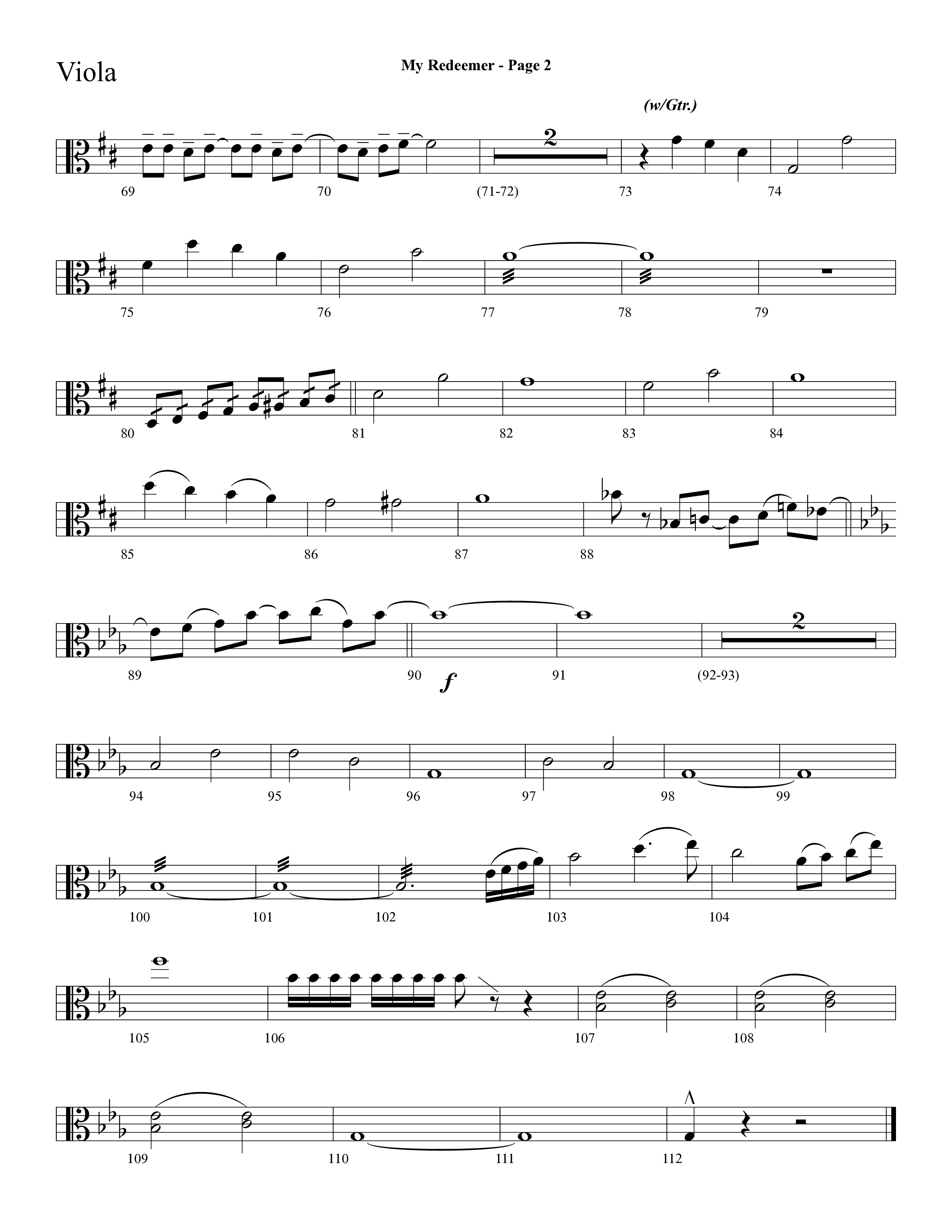 My Redeemer (with Praise Him Praise Him, My Redeemer, Redeemed How I Love To Proclaim It) (Choral Anthem SATB) Viola (Lifeway Choral / Arr. Dave Williamson)