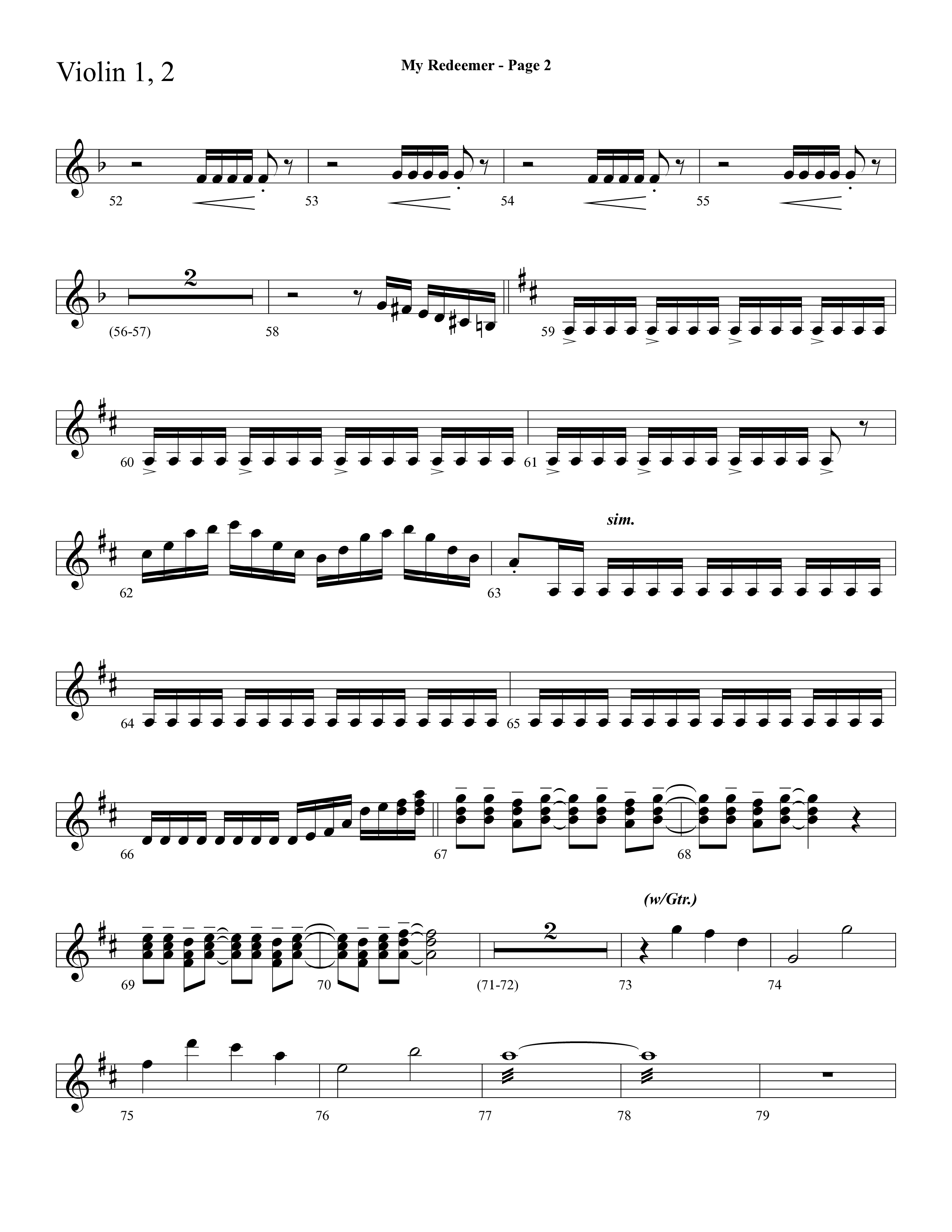 My Redeemer (with Praise Him Praise Him, My Redeemer, Redeemed How I Love To Proclaim It) (Choral Anthem SATB) Violin 1/2 (Lifeway Choral / Arr. Dave Williamson)