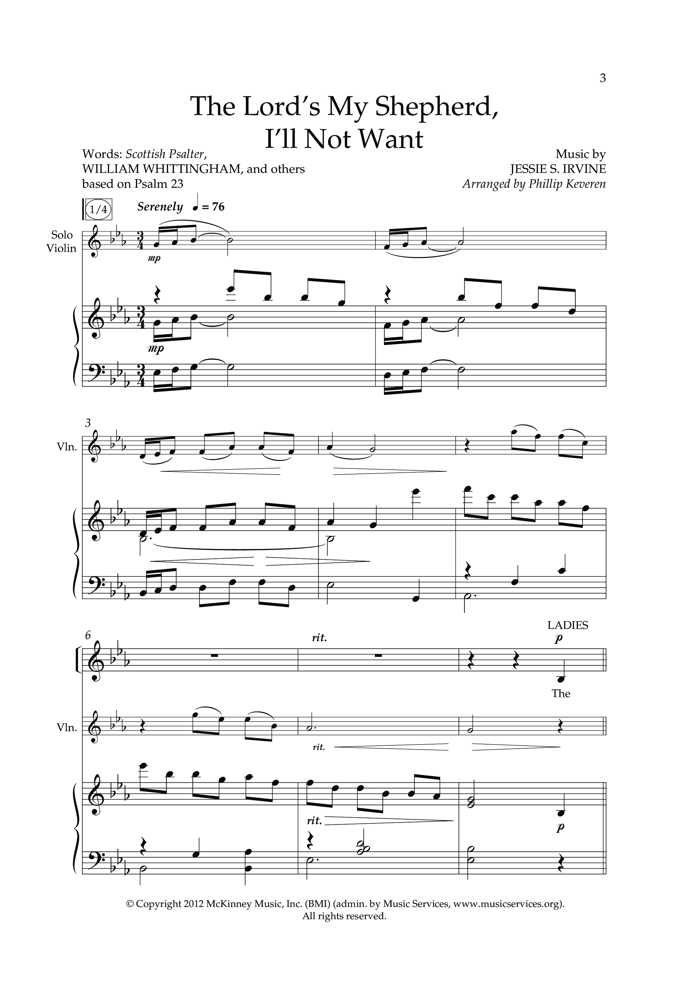 The Lord's My Shepherd I'll Not Want (Choral Anthem SATB) Anthem (SATB/Piano) (Lifeway Choral / Arr. Phillip Keveren)