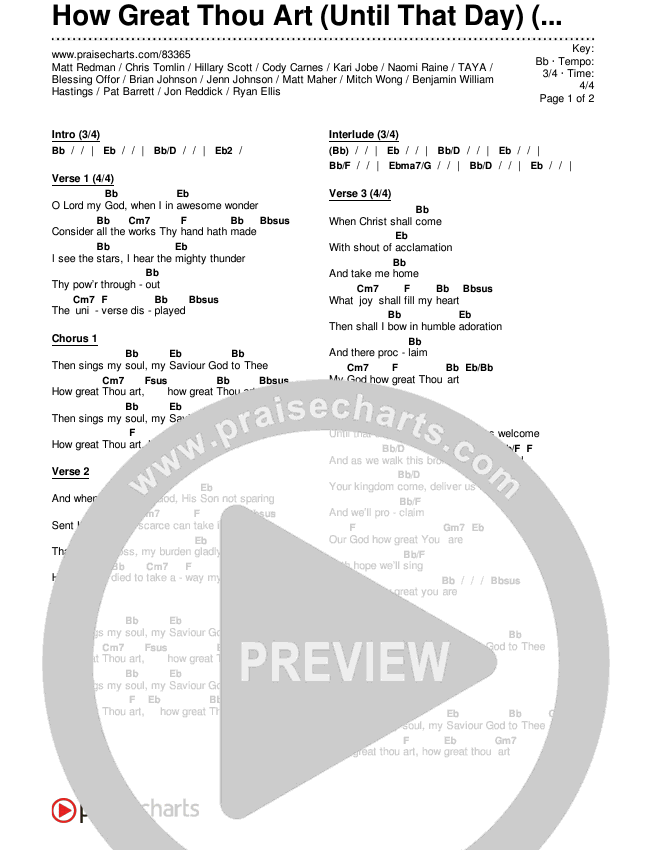 How Great Thou Art (Until That Day) (Choral Anthem SATB) Chords & Lyrics (Matt Redman / Chris Tomlin / Hillary Scott / Cody Carnes / Kari Jobe / Naomi Raine / TAYA / Blessing Offor / Brian Johnson / Jenn Johnson / Matt Maher / Mitch Wong / Benjamin William Hastings / Pat Barrett / Jon Reddick / Ryan Ellis / Arr. Erik Foster)