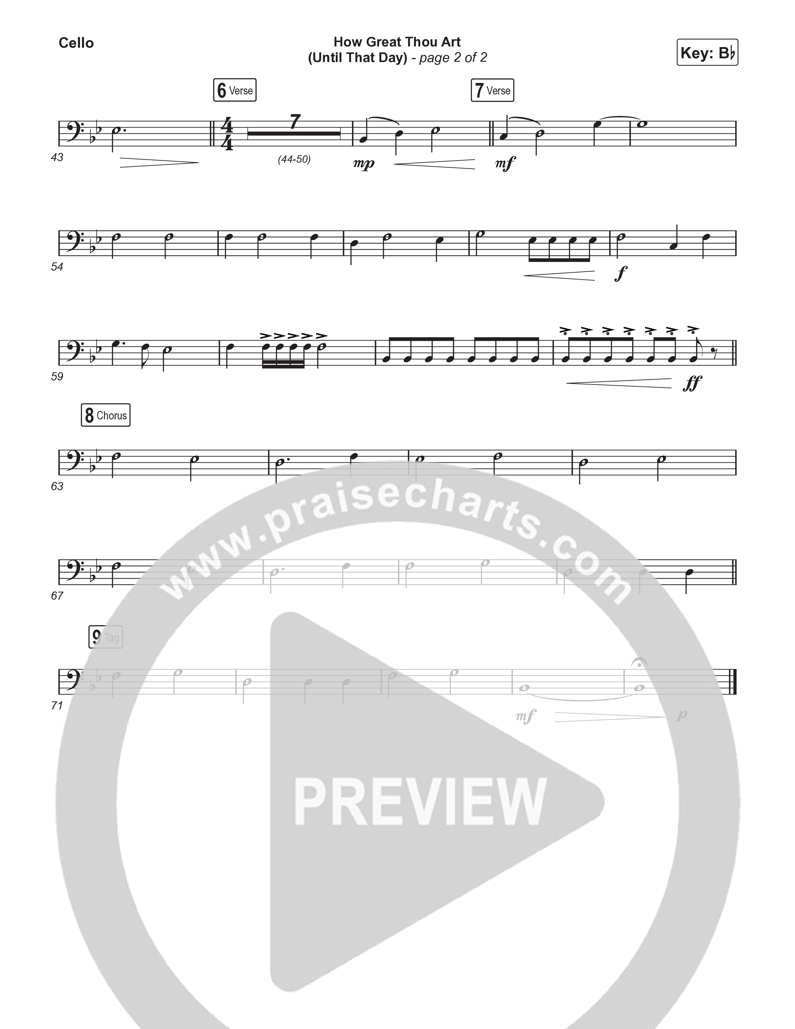 How Great Thou Art (Until That Day) (Choral Anthem SATB) Cello (Matt Redman / Chris Tomlin / Hillary Scott / Cody Carnes / Kari Jobe / Naomi Raine / TAYA / Blessing Offor / Brian Johnson / Jenn Johnson / Matt Maher / Mitch Wong / Benjamin William Hastings / Pat Barrett / Jon Reddick / Ryan Ellis / Arr. Erik Foster)