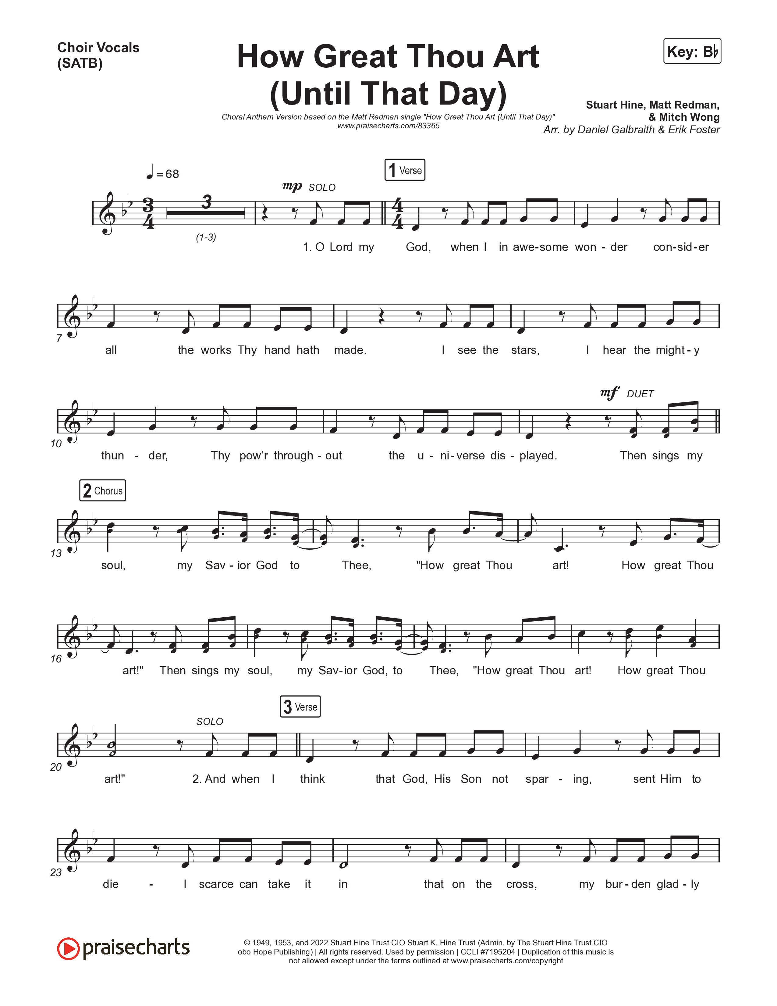 How Great Thou Art (Until That Day) (Choral Anthem SATB) Choir Sheet (SATB) (Matt Redman / Chris Tomlin / Hillary Scott / Cody Carnes / Kari Jobe / Naomi Raine / TAYA / Blessing Offor / Brian Johnson / Jenn Johnson / Matt Maher / Mitch Wong / Benjamin William Hastings / Pat Barrett / Jon Reddick / Ryan Ellis / Arr. Erik Foster)