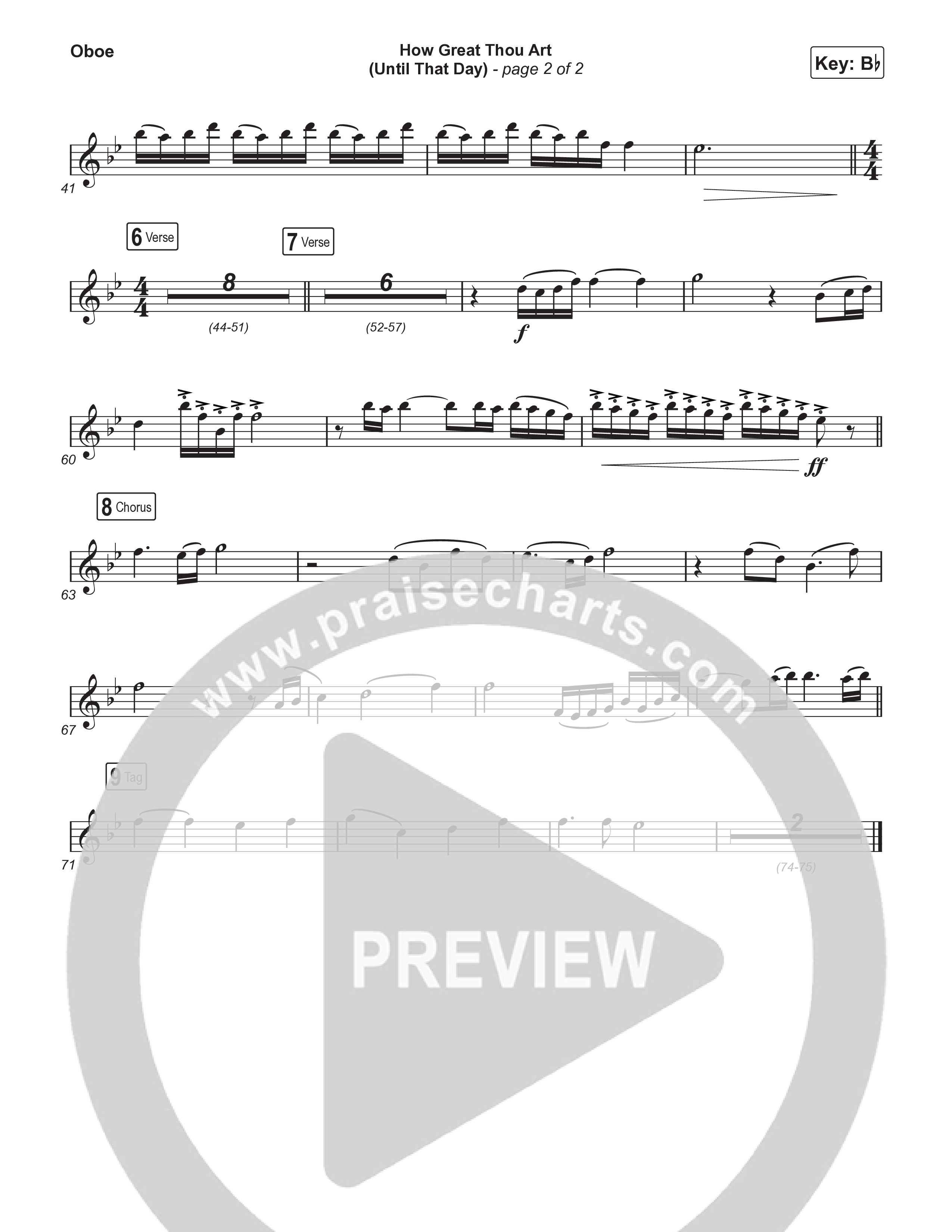 How Great Thou Art (Until That Day) (Choral Anthem SATB) Oboe (Matt Redman / Chris Tomlin / Hillary Scott / Cody Carnes / Kari Jobe / Naomi Raine / TAYA / Blessing Offor / Brian Johnson / Jenn Johnson / Matt Maher / Mitch Wong / Benjamin William Hastings / Pat Barrett / Jon Reddick / Ryan Ellis / Arr. Erik Foster)