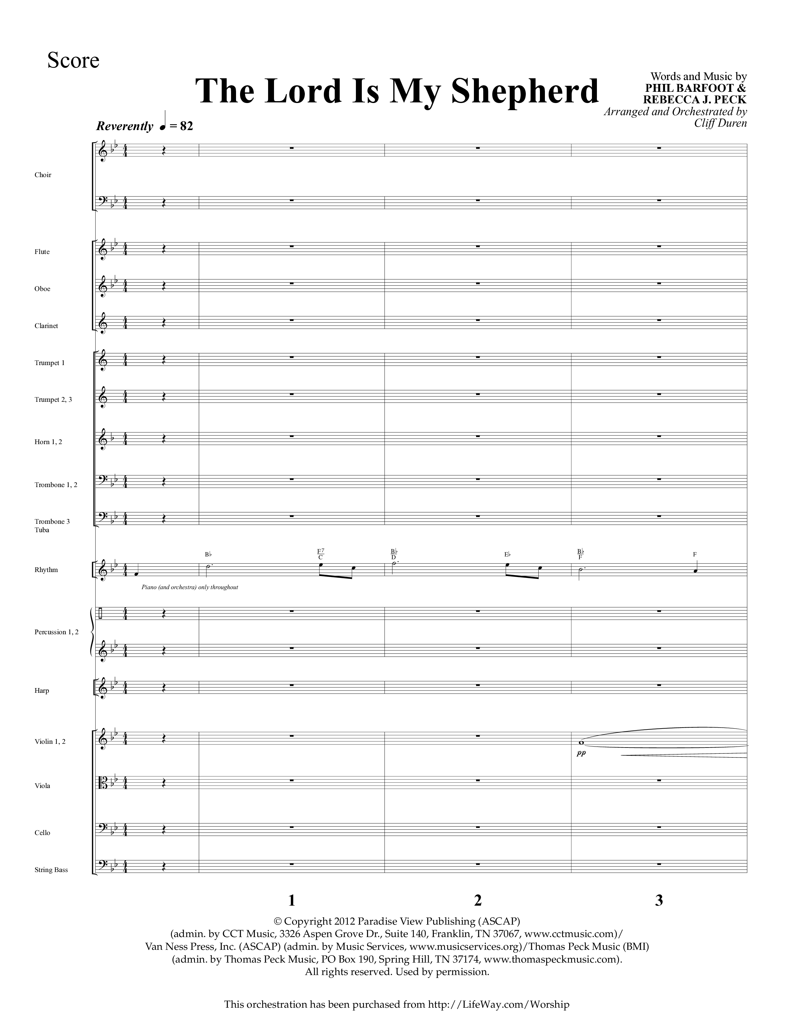 The Lord Is My Shepherd (Choral Anthem SATB) Conductor's Score (Lifeway Choral / Arr. Cliff Duren)