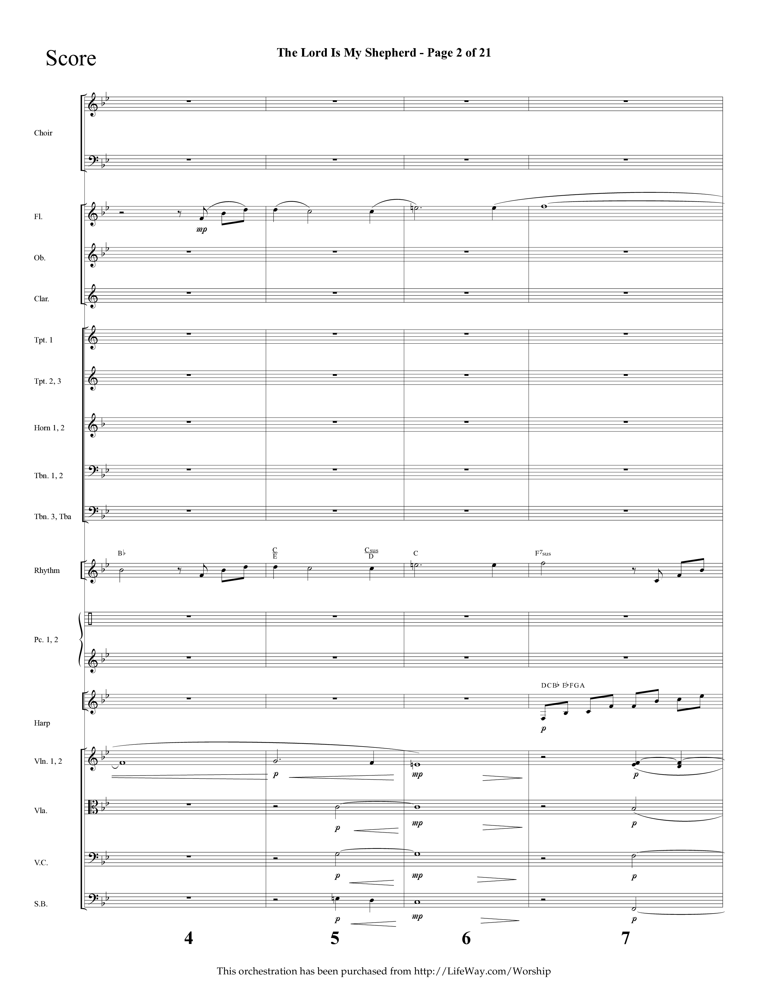 The Lord Is My Shepherd (Choral Anthem SATB) Orchestration (Lifeway Choral / Arr. Cliff Duren)