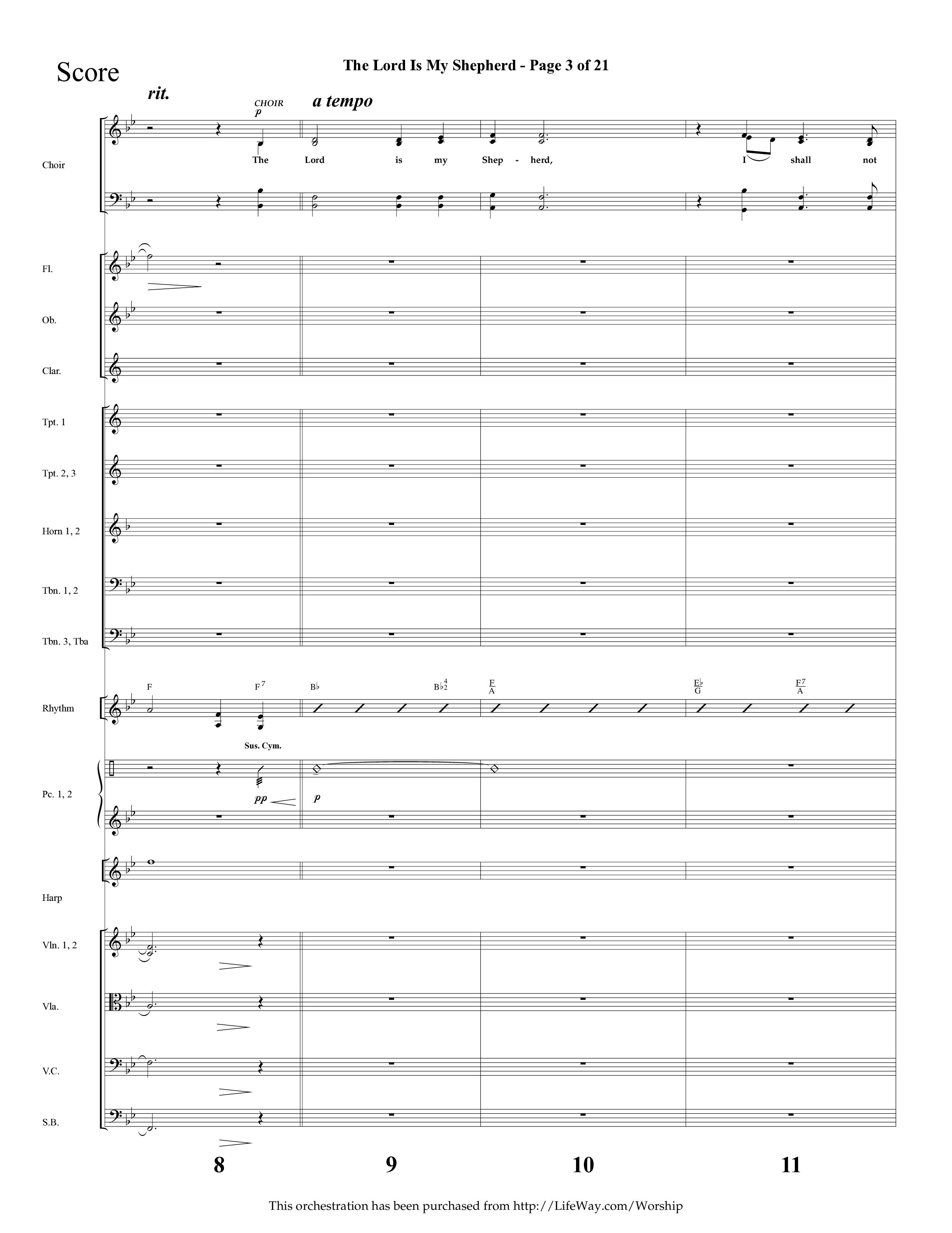The Lord Is My Shepherd (Choral Anthem SATB) Conductor's Score (Lifeway Choral / Arr. Cliff Duren)