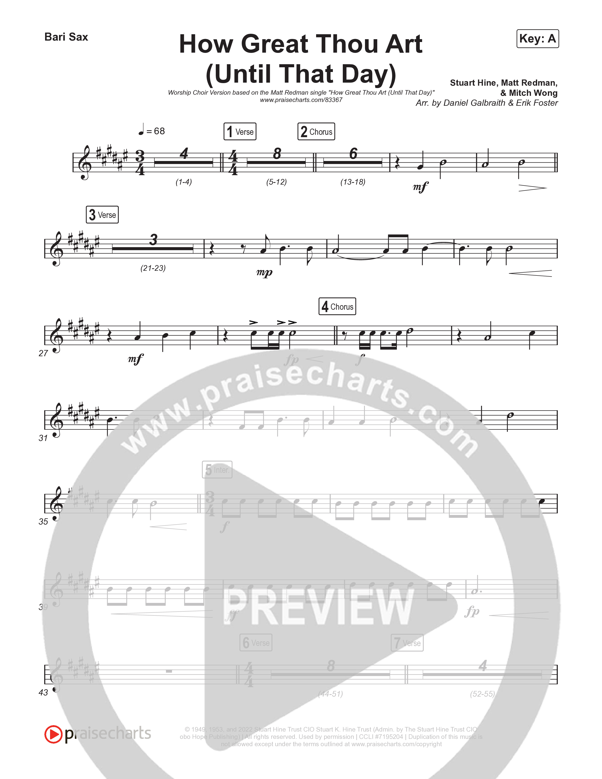 How Great Thou Art (Until That Day) (Worship Choir/SAB) Bari Sax (Matt Redman / Chris Tomlin / Hillary Scott / Cody Carnes / Kari Jobe / Naomi Raine / TAYA / Blessing Offor / Brian Johnson / Jenn Johnson / Matt Maher / Mitch Wong / Benjamin William Hastings / Pat Barrett / Jon Reddick / Ryan Ellis / Arr. Erik Foster)