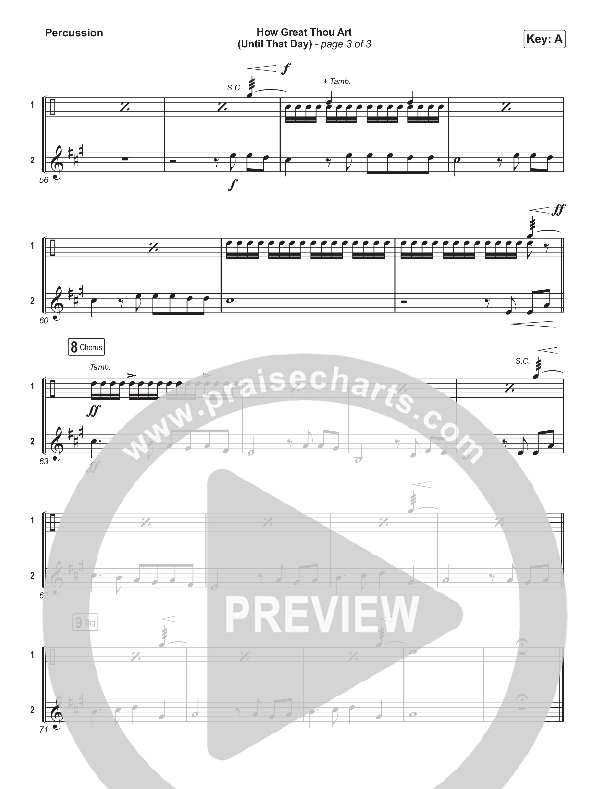 How Great Thou Art (Until That Day) (Worship Choir/SAB) Percussion (Matt Redman / Chris Tomlin / Hillary Scott / Cody Carnes / Kari Jobe / Naomi Raine / TAYA / Blessing Offor / Brian Johnson / Jenn Johnson / Matt Maher / Mitch Wong / Benjamin William Hastings / Pat Barrett / Jon Reddick / Ryan Ellis / Arr. Erik Foster)
