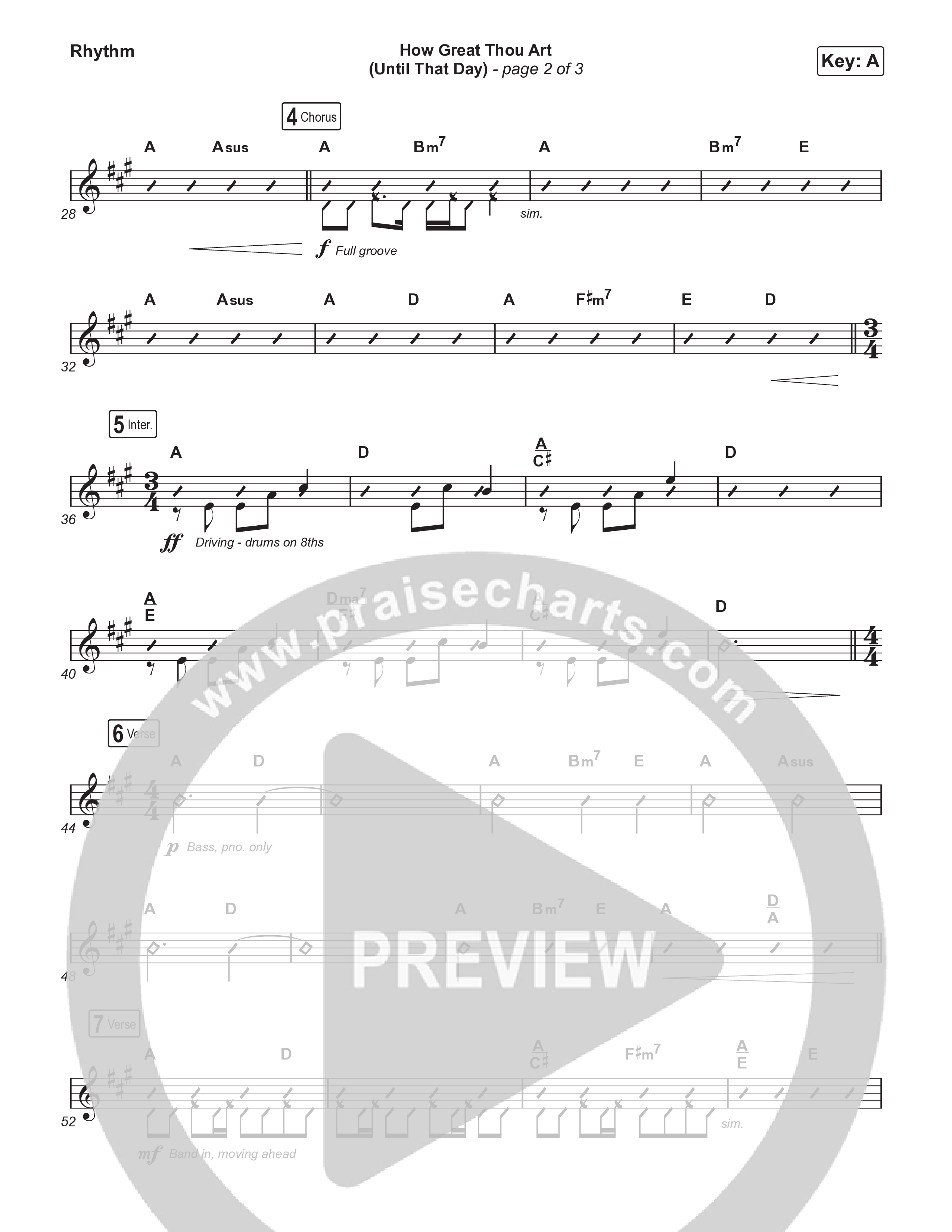 How Great Thou Art (Until That Day) (Worship Choir/SAB) Rhythm Chart (Matt Redman / Chris Tomlin / Hillary Scott / Cody Carnes / Kari Jobe / Naomi Raine / TAYA / Blessing Offor / Brian Johnson / Jenn Johnson / Matt Maher / Mitch Wong / Benjamin William Hastings / Pat Barrett / Jon Reddick / Ryan Ellis / Arr. Erik Foster)