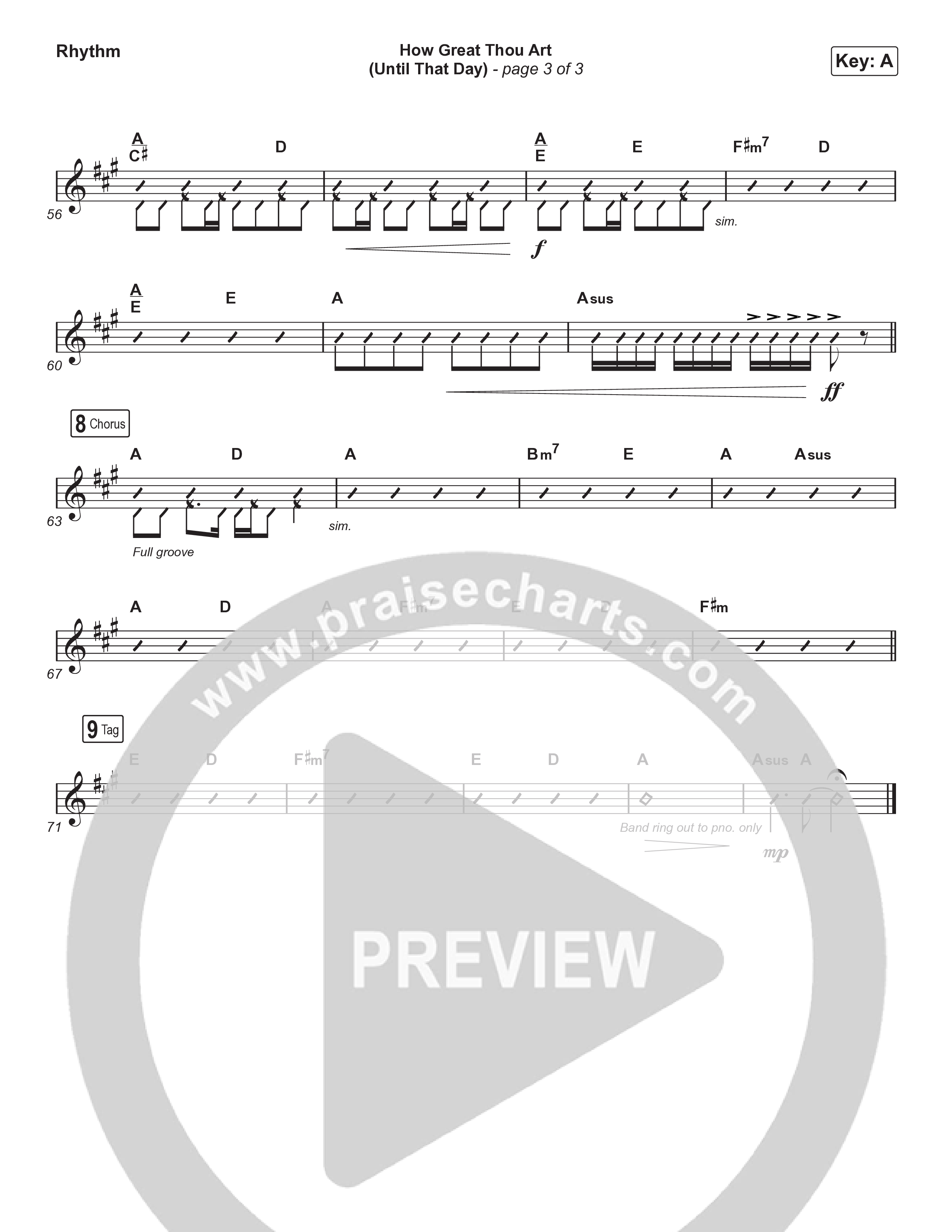 How Great Thou Art (Until That Day) (Worship Choir/SAB) Rhythm Chart (Matt Redman / Chris Tomlin / Hillary Scott / Cody Carnes / Kari Jobe / Naomi Raine / TAYA / Blessing Offor / Brian Johnson / Jenn Johnson / Matt Maher / Mitch Wong / Benjamin William Hastings / Pat Barrett / Jon Reddick / Ryan Ellis / Arr. Erik Foster)