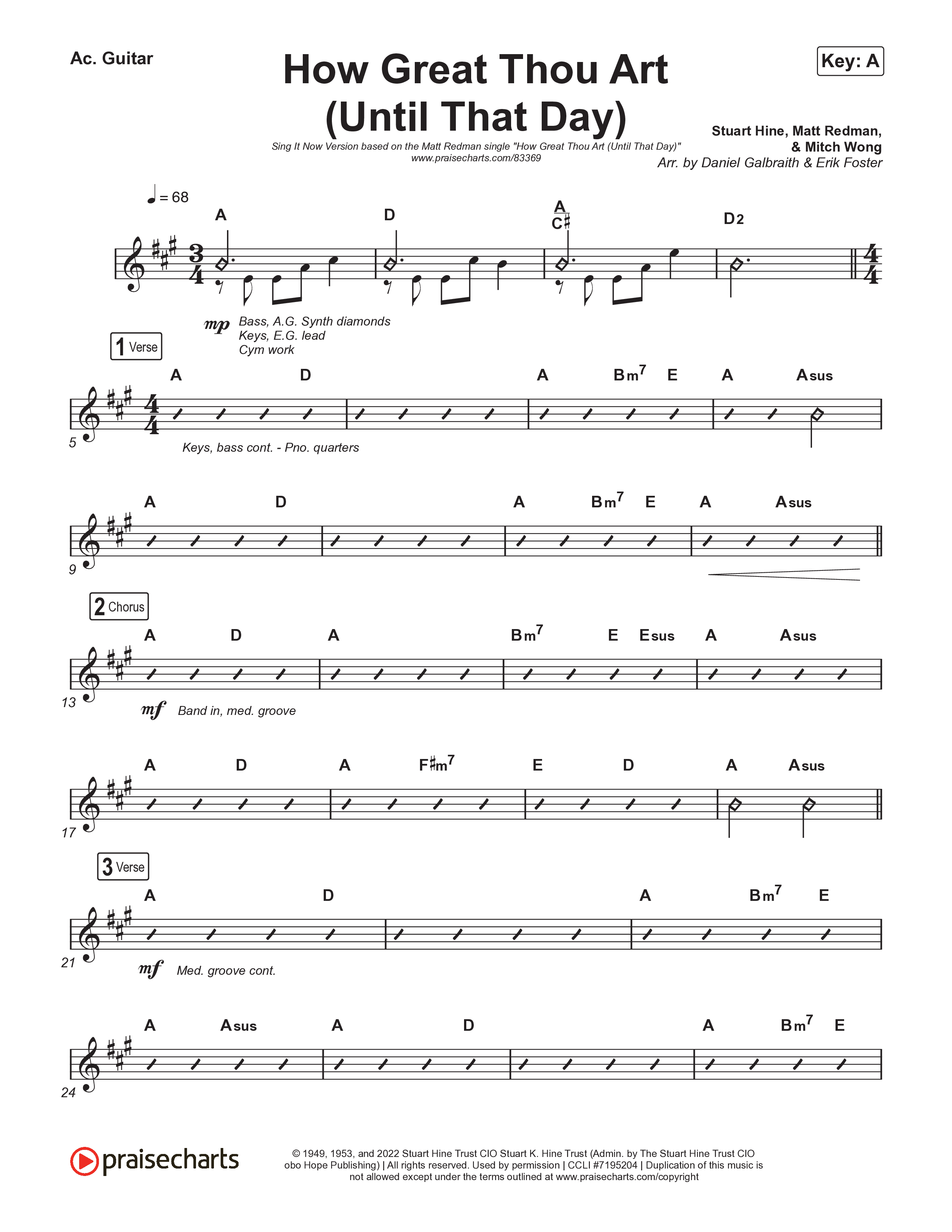 How Great Thou Art (Until That Day) (Sing It Now) Acoustic Guitar (Matt Redman / Chris Tomlin / Hillary Scott / Cody Carnes / Kari Jobe / Naomi Raine / TAYA / Blessing Offor / Brian Johnson / Jenn Johnson / Matt Maher / Mitch Wong / Benjamin William Hastings / Pat Barrett / Jon Reddick / Ryan Ellis / Arr. Erik Foster)