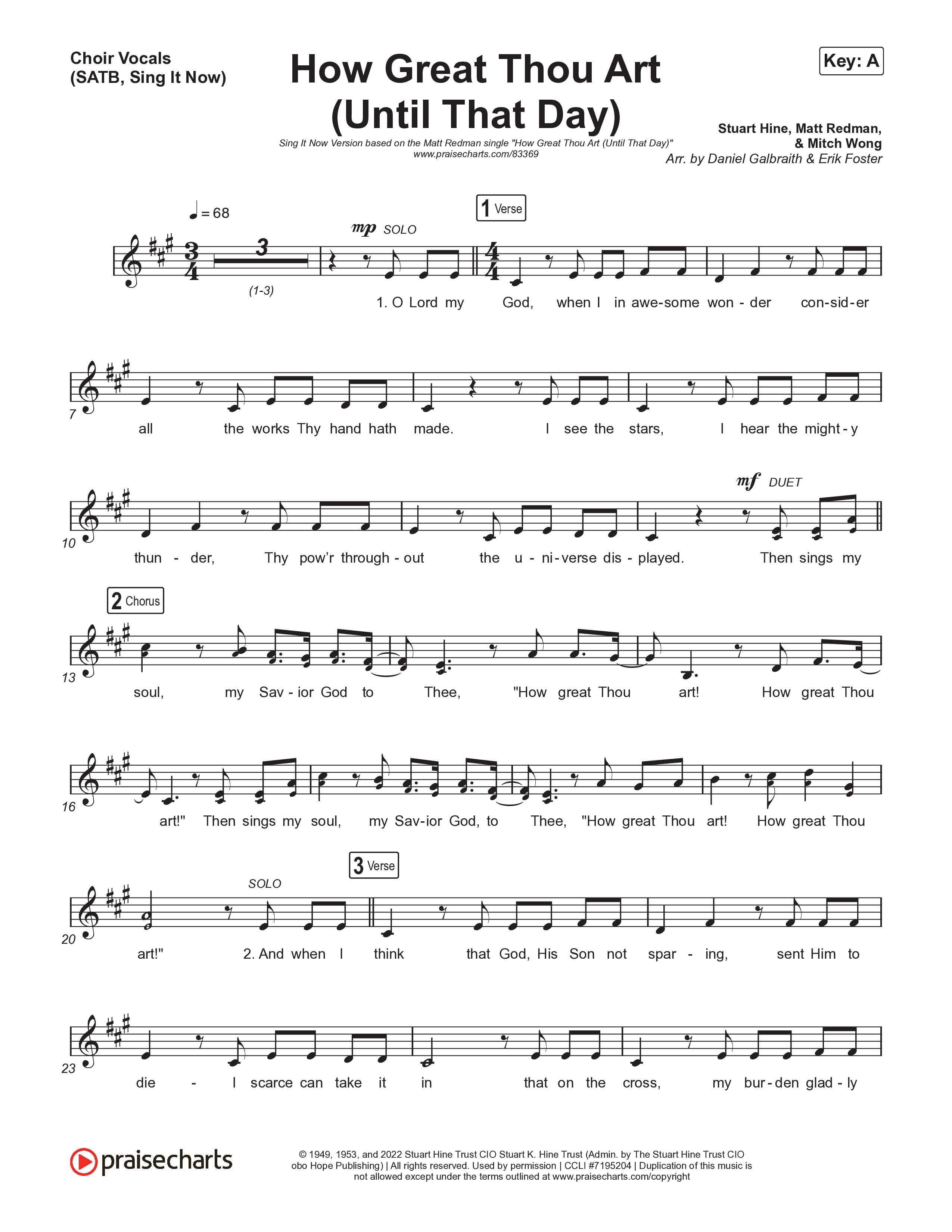 How Great Thou Art (Until That Day) (Sing It Now) Choir Sheet (SATB) (Matt Redman / Chris Tomlin / Hillary Scott / Cody Carnes / Kari Jobe / Naomi Raine / TAYA / Blessing Offor / Brian Johnson / Jenn Johnson / Matt Maher / Mitch Wong / Benjamin William Hastings / Pat Barrett / Jon Reddick / Ryan Ellis / Arr. Erik Foster)