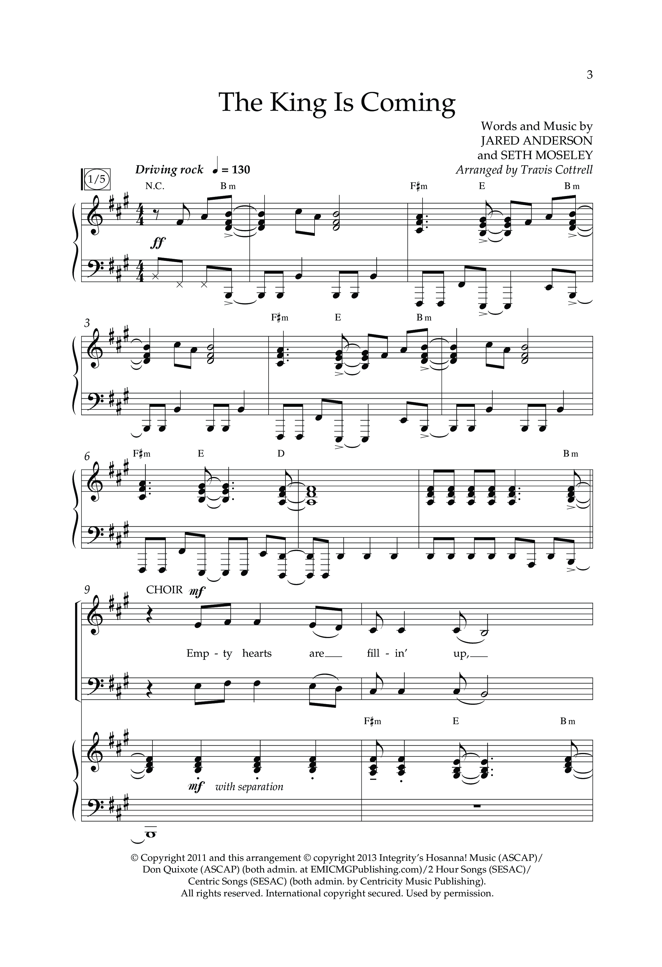 The King Is Coming (Choral Anthem SATB) Anthem (SATB/Piano) (Lifeway Choral / Arr. Travis Cottrell)