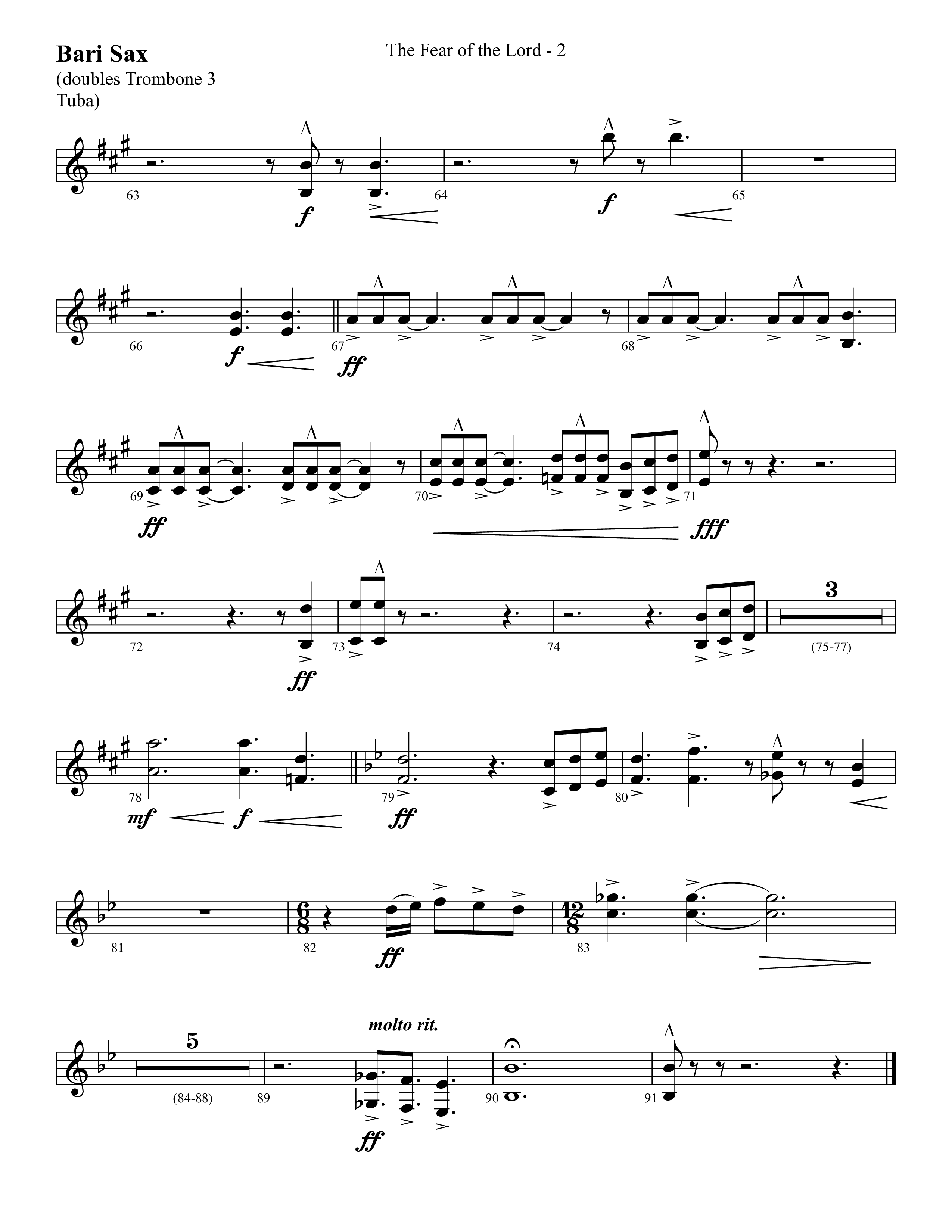 The Fear Of The Lord (Choral Anthem SATB) Bari Sax (Lifeway Choral / Arr. Cliff Duren)