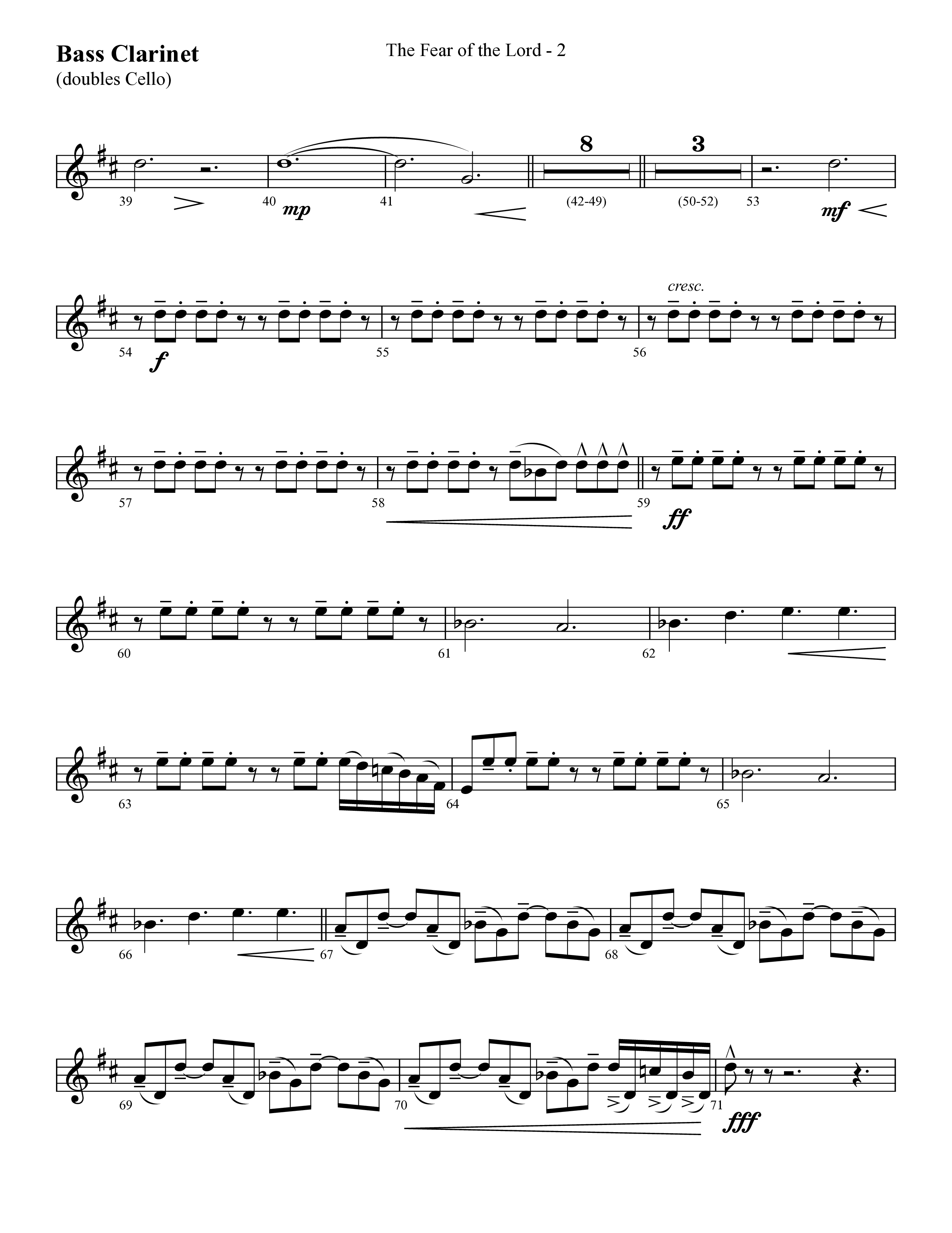 The Fear Of The Lord (Choral Anthem SATB) Bass Clarinet (Lifeway Choral / Arr. Cliff Duren)