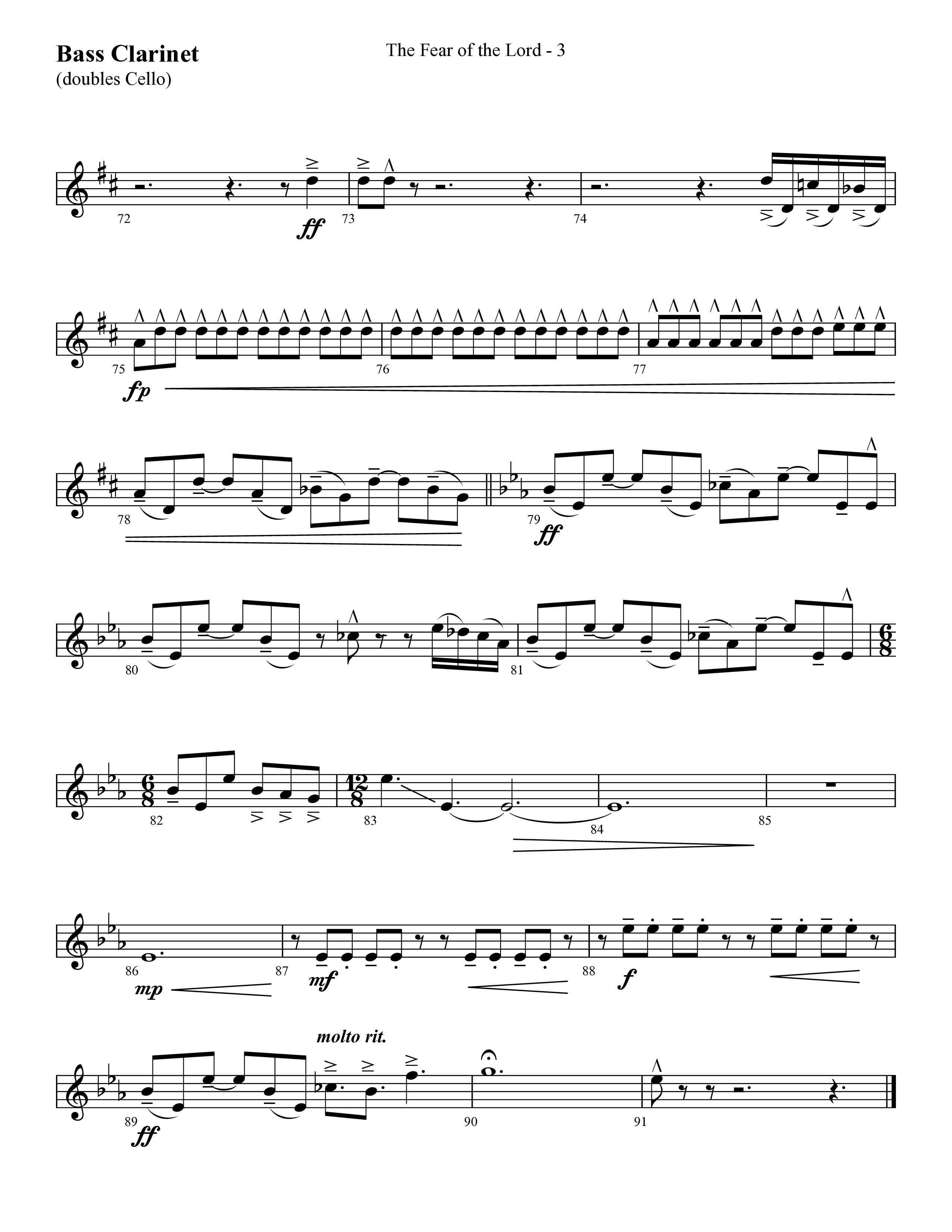 The Fear Of The Lord (Choral Anthem SATB) Bass Clarinet (Lifeway Choral / Arr. Cliff Duren)