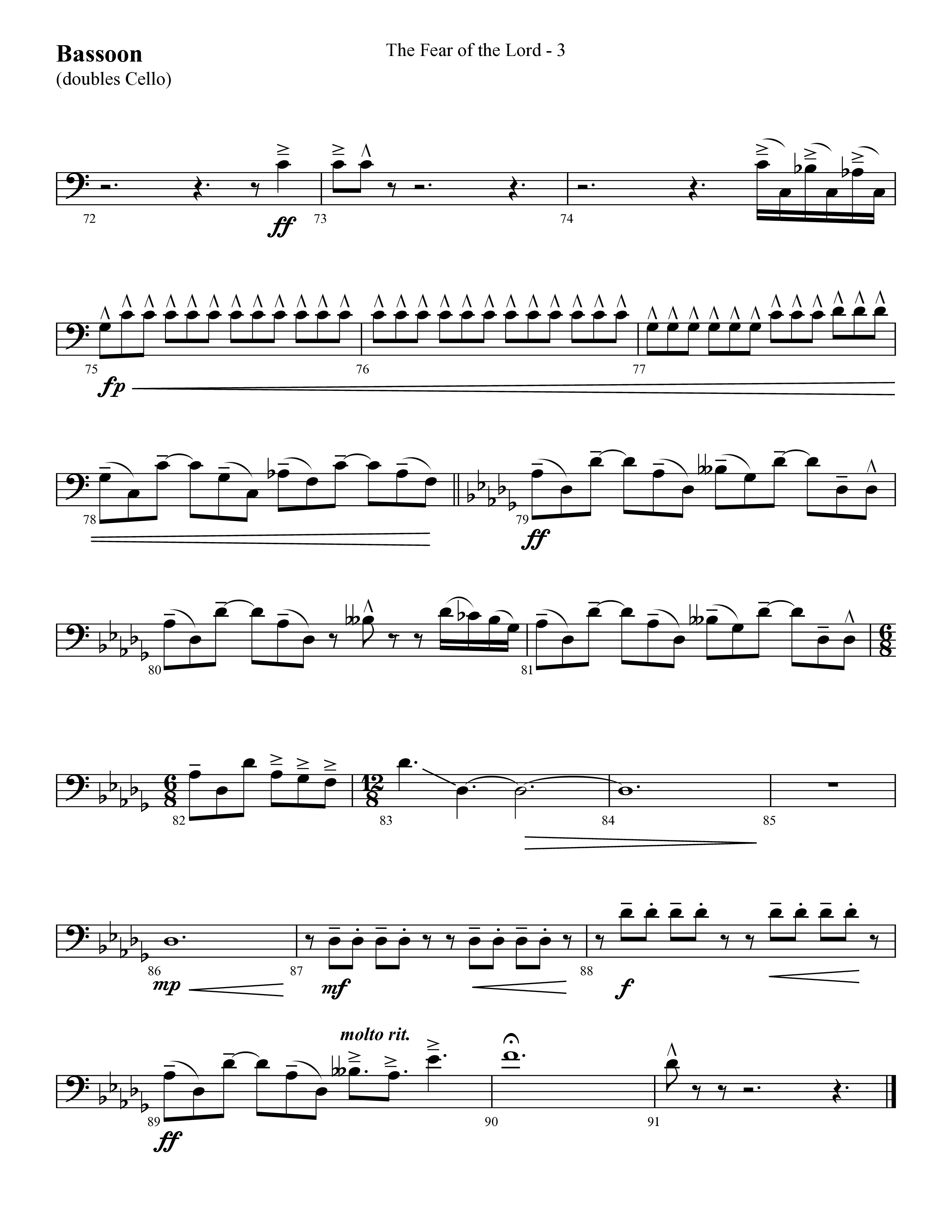 The Fear Of The Lord (Choral Anthem SATB) Bassoon (Lifeway Choral / Arr. Cliff Duren)