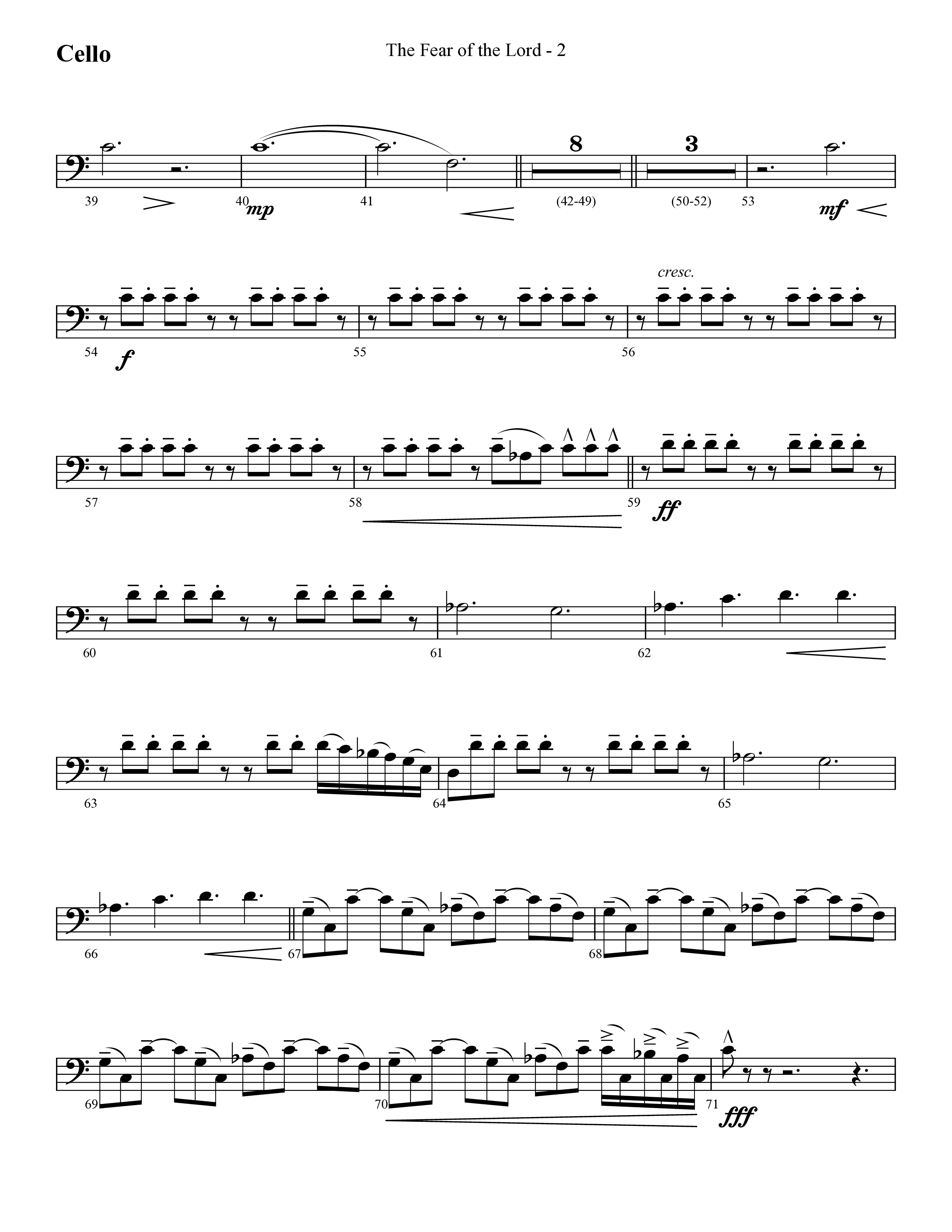 The Fear Of The Lord (Choral Anthem SATB) Cello (Lifeway Choral / Arr. Cliff Duren)
