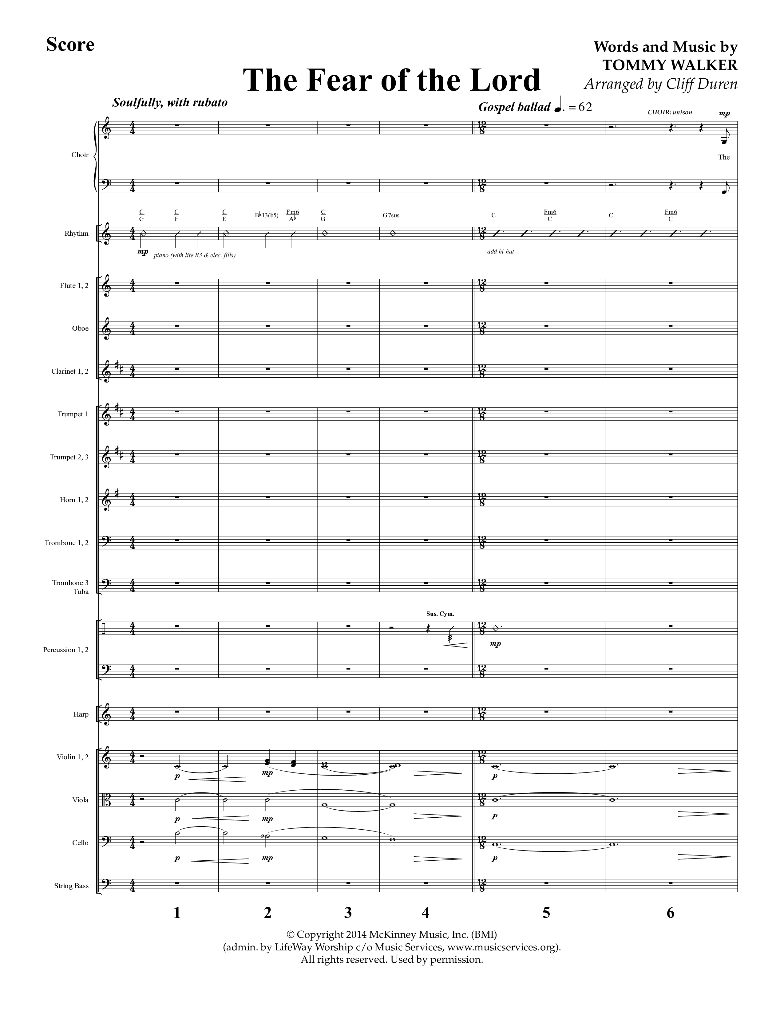 The Fear Of The Lord (Choral Anthem SATB) Conductor's Score (Lifeway Choral / Arr. Cliff Duren)
