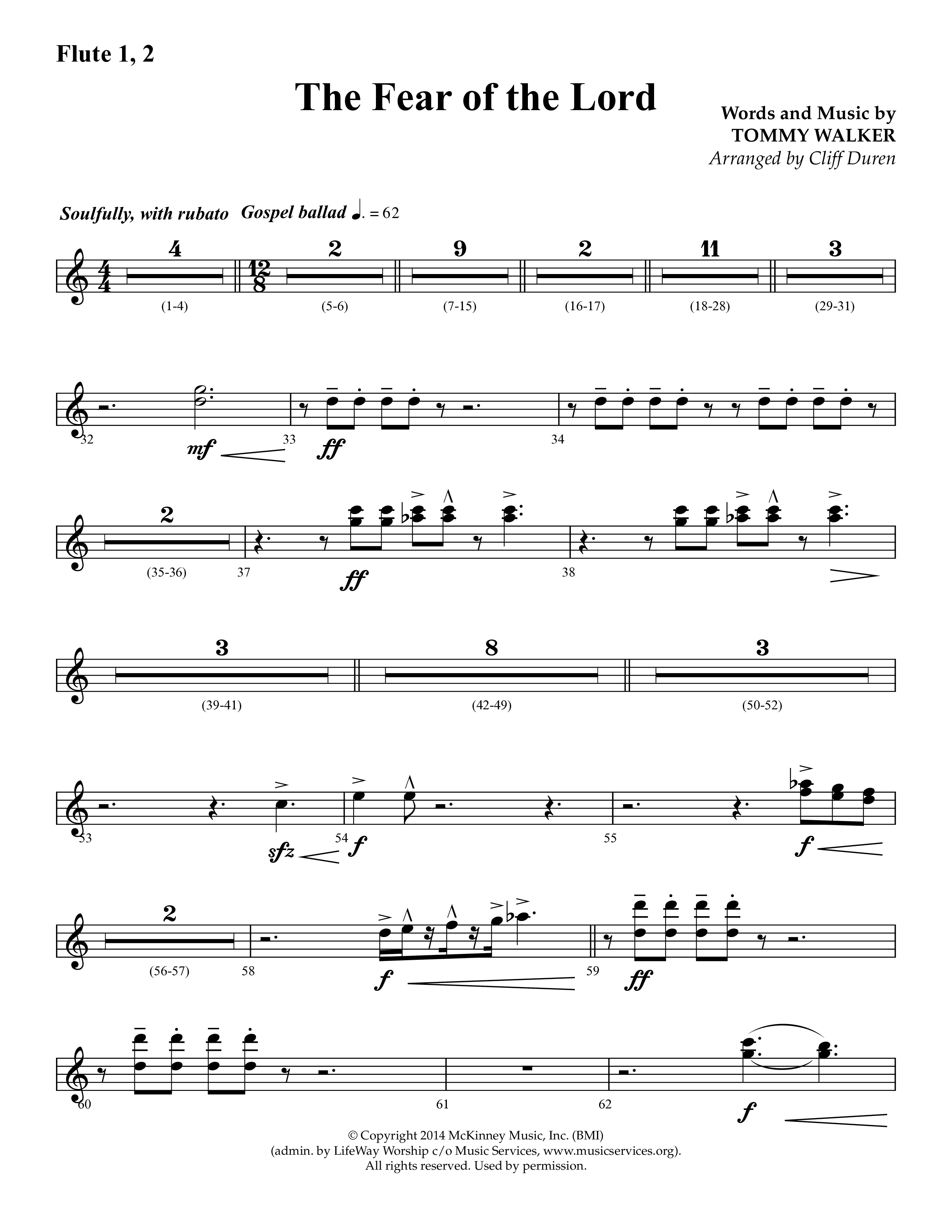 The Fear Of The Lord (Choral Anthem SATB) Flute 1/2 (Lifeway Choral / Arr. Cliff Duren)