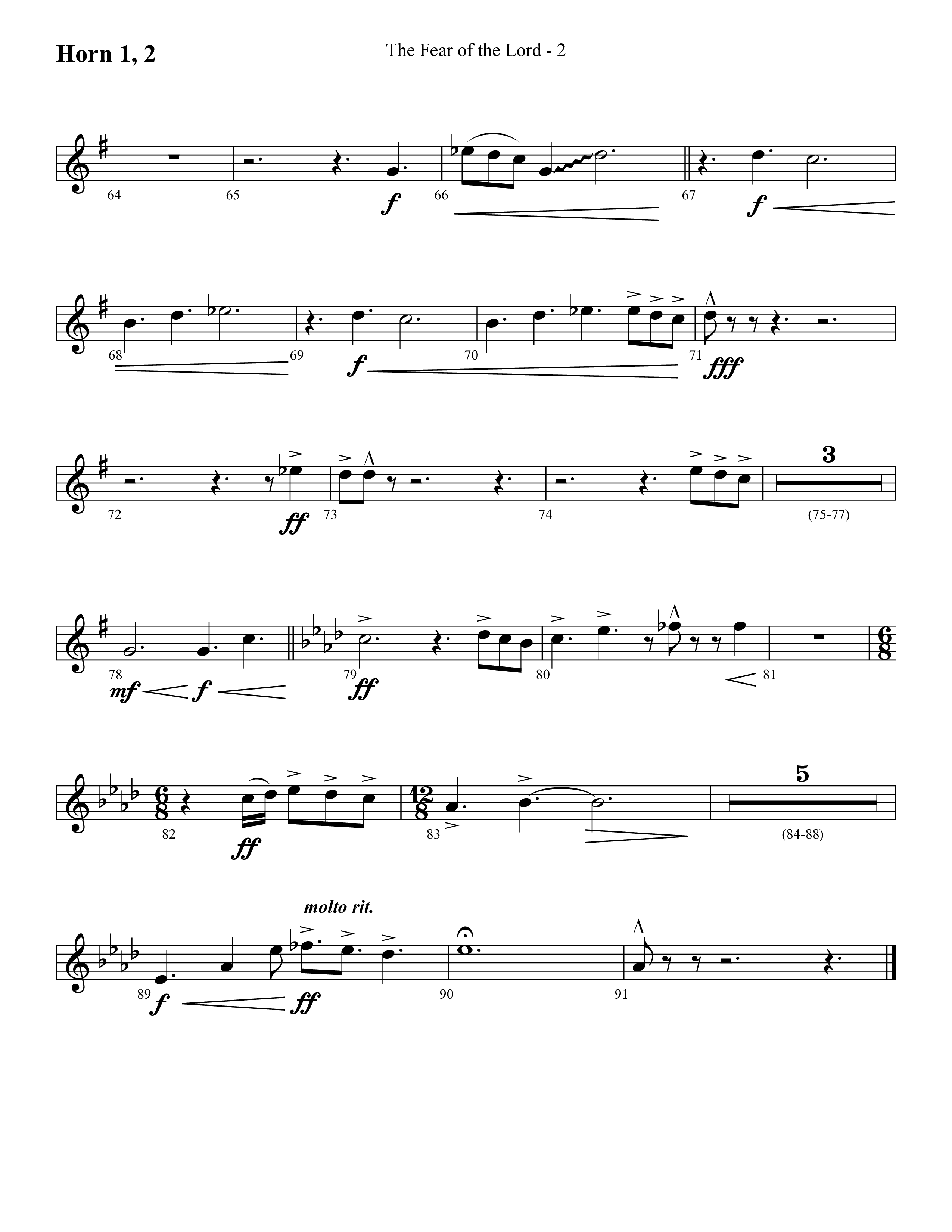 The Fear Of The Lord (Choral Anthem SATB) French Horn 1/2 (Lifeway Choral / Arr. Cliff Duren)