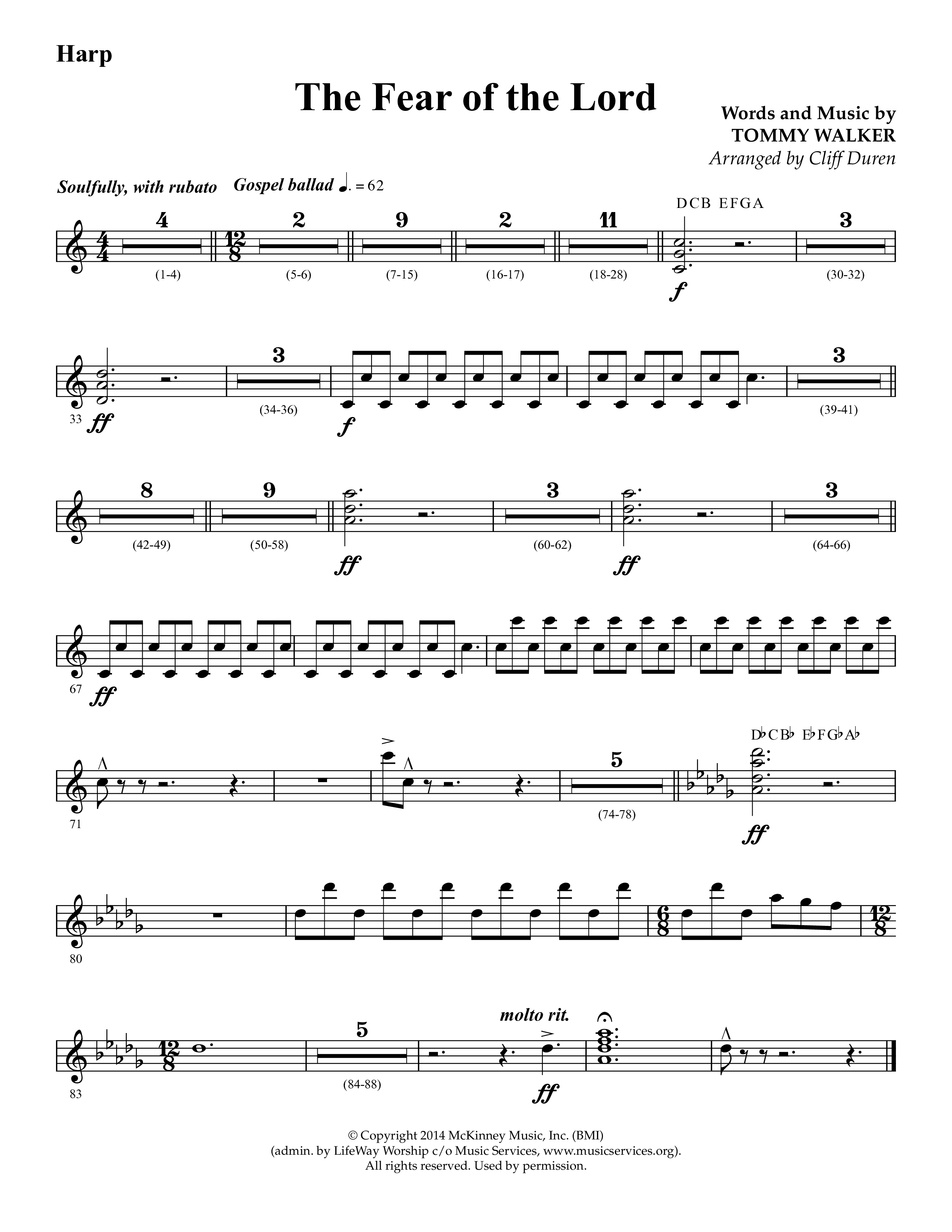 The Fear Of The Lord (Choral Anthem SATB) Harp (Lifeway Choral / Arr. Cliff Duren)